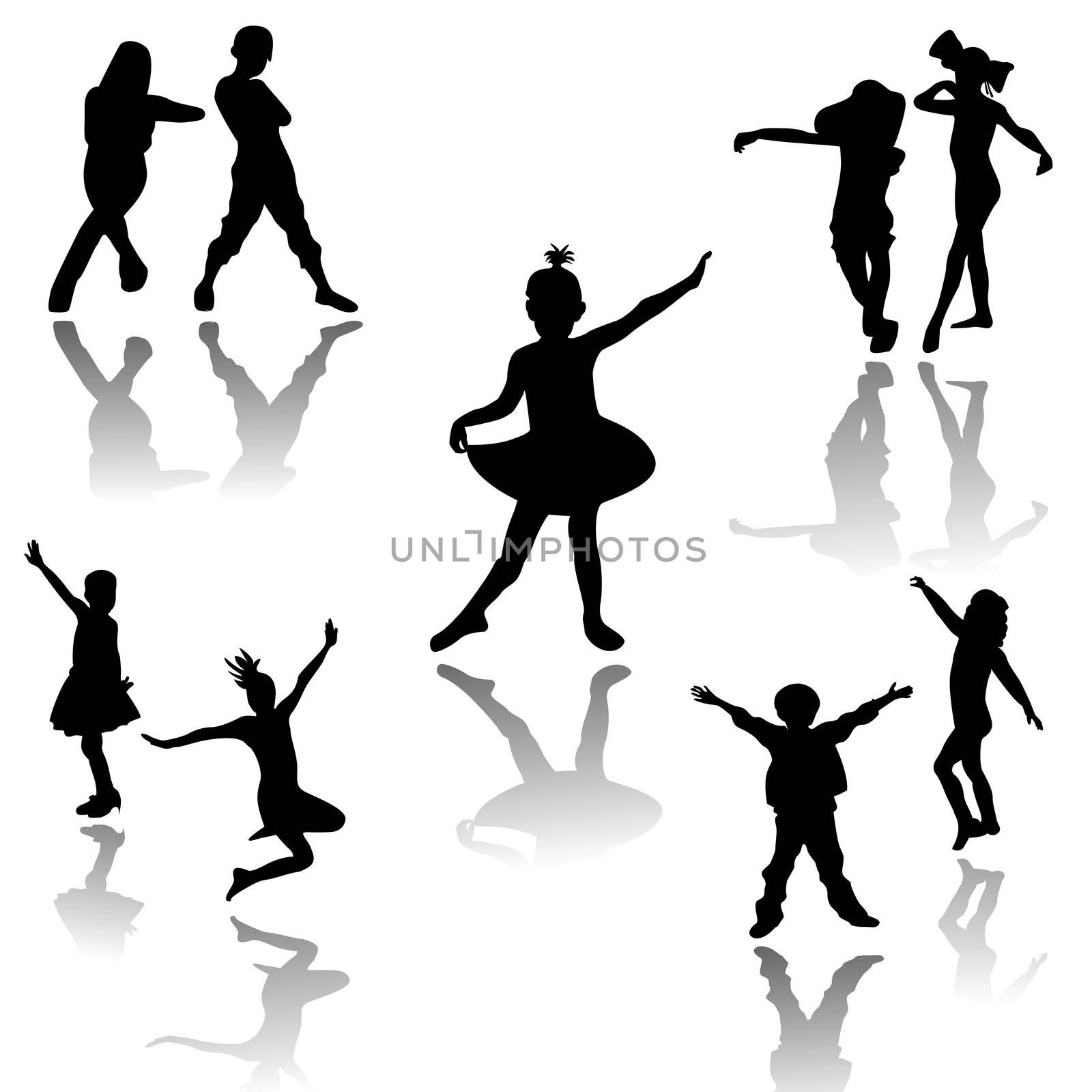 Silhouettes of children at dance