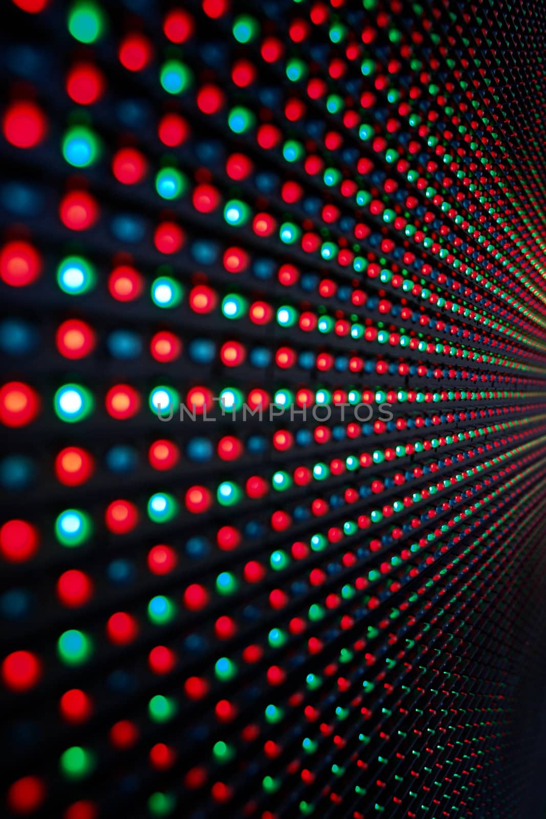 Close-up of the Matrix of a Screen made of multiple LEDs....