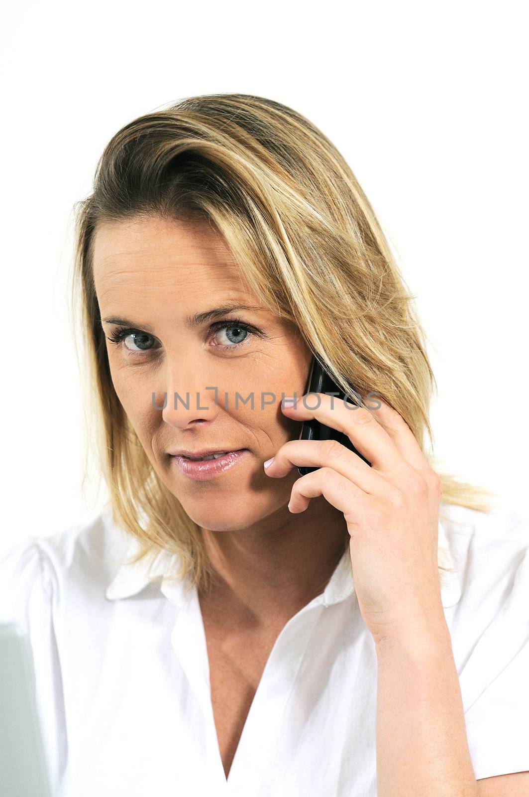 beautiful and pretty woman is calling on a cellphone