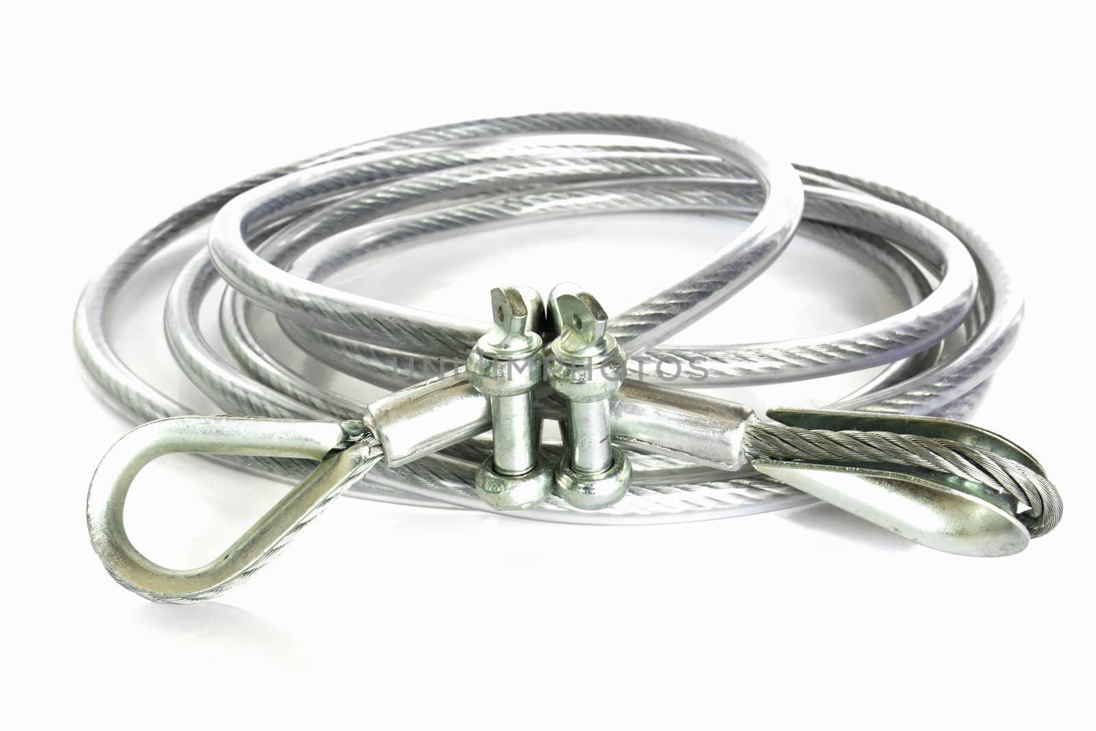 Coiled rope sling used for towing.