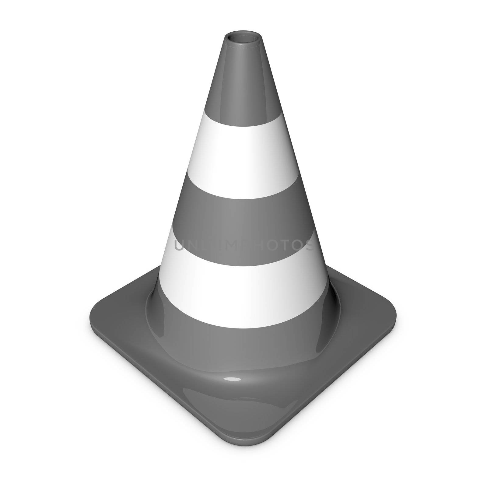 single traffic in 3d with shiny dark grey and white stripes