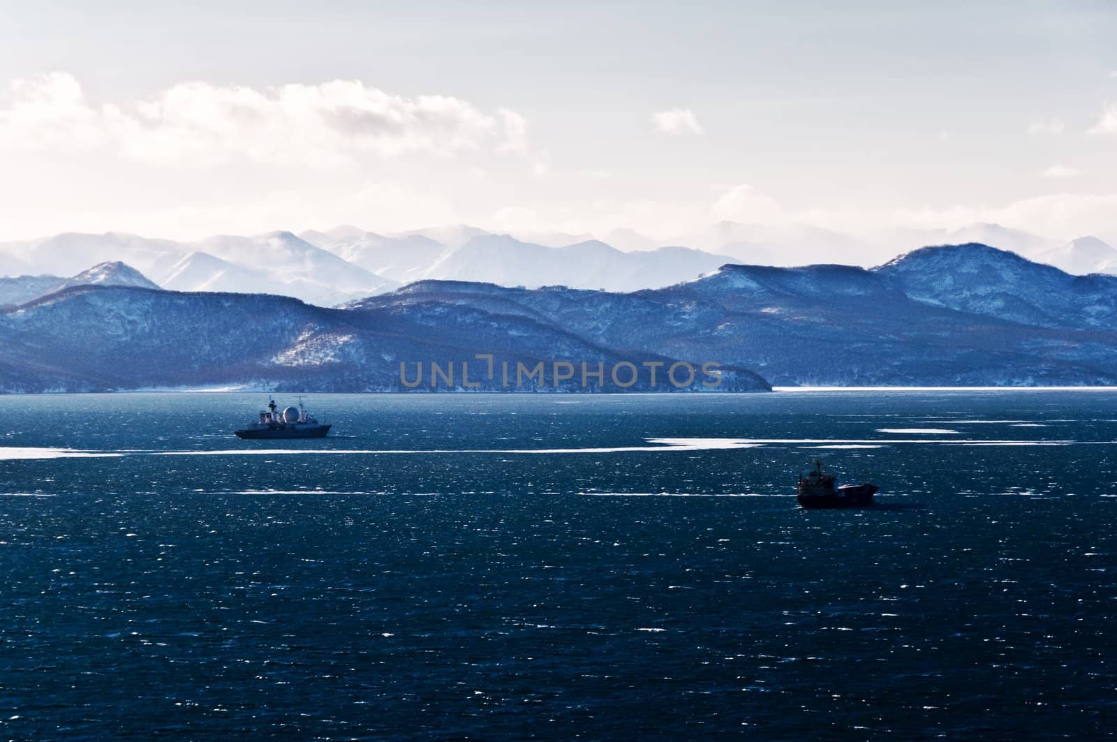 landscape of silent ocean on Kamchatka in Russia