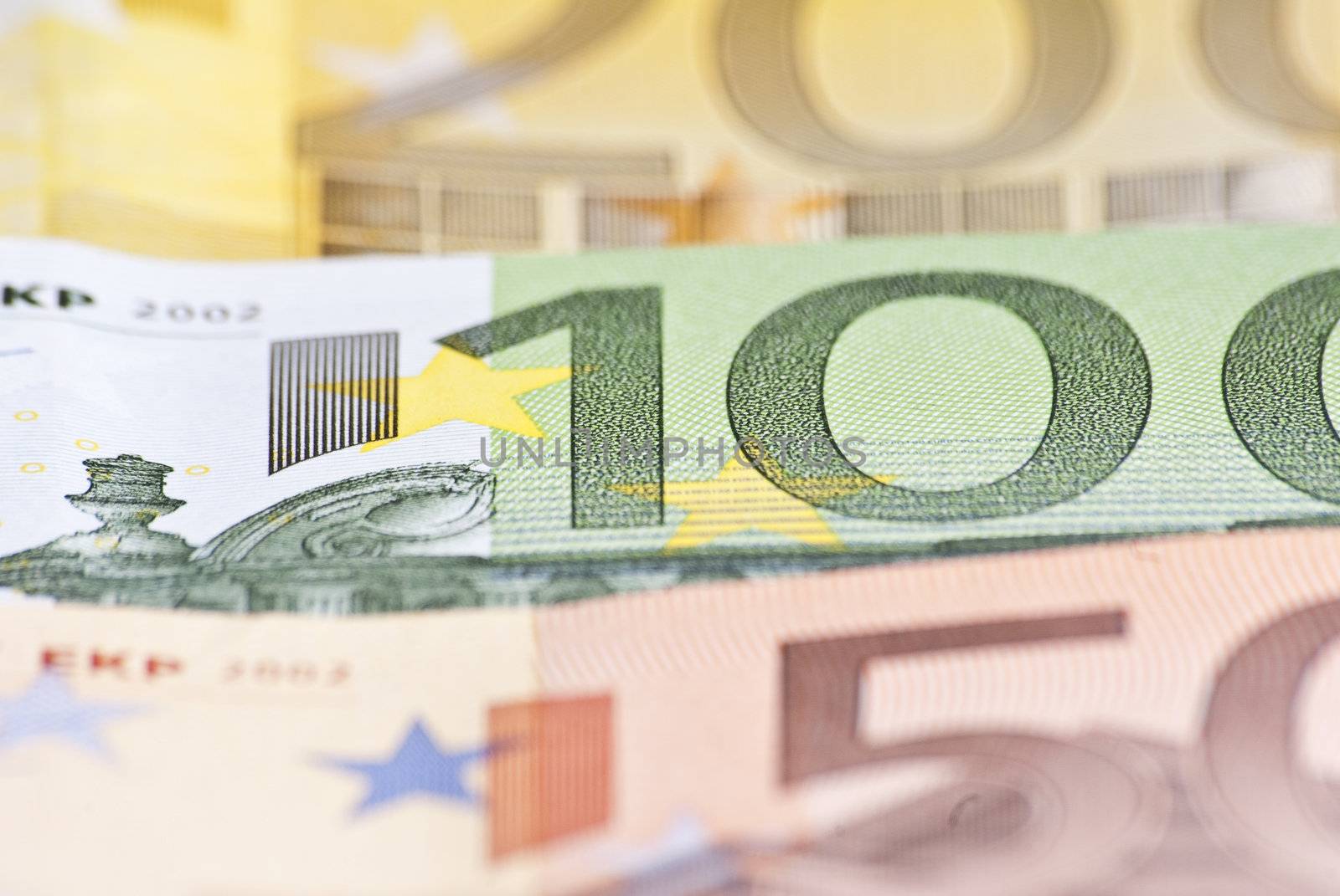 100 Euro Money Banknote In Macro