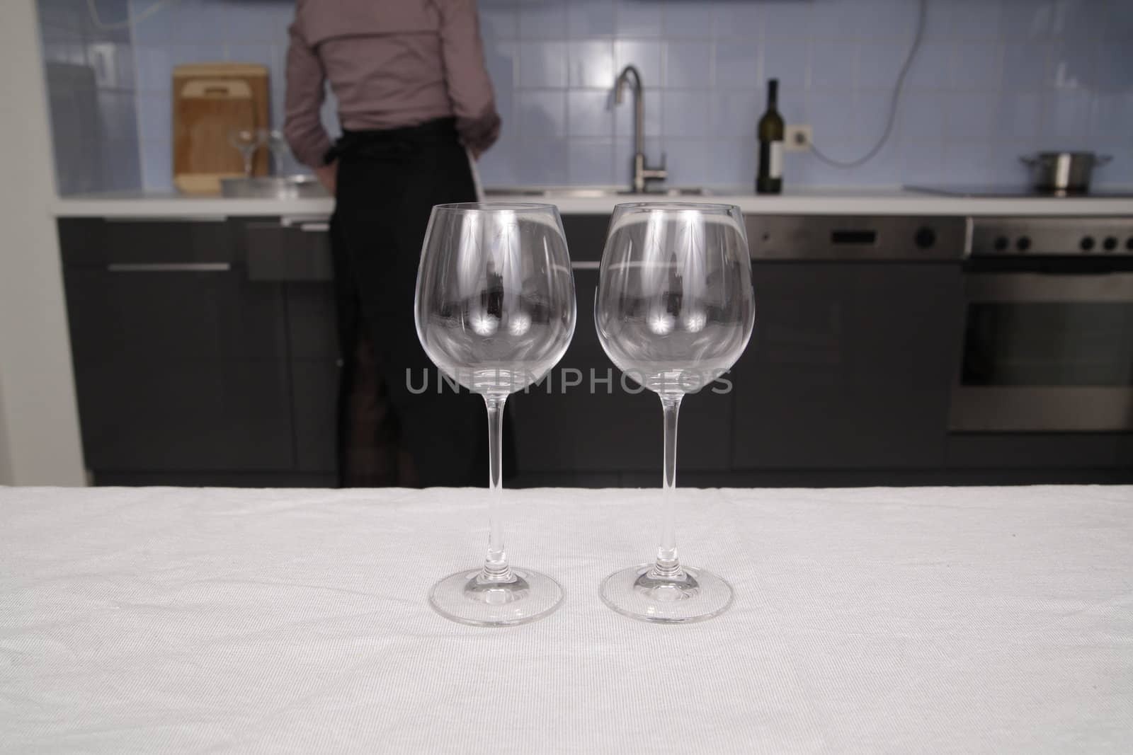Wine glasses on the table by yucas