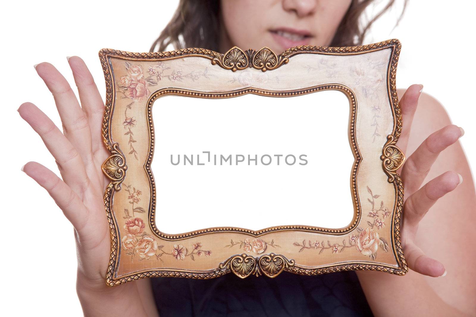 Woman holding an picture frame