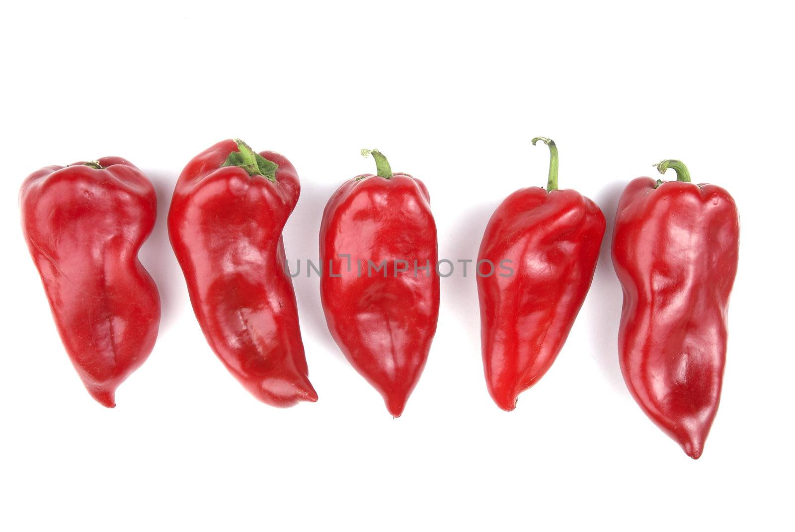 Group of Red pepper isolated on white
