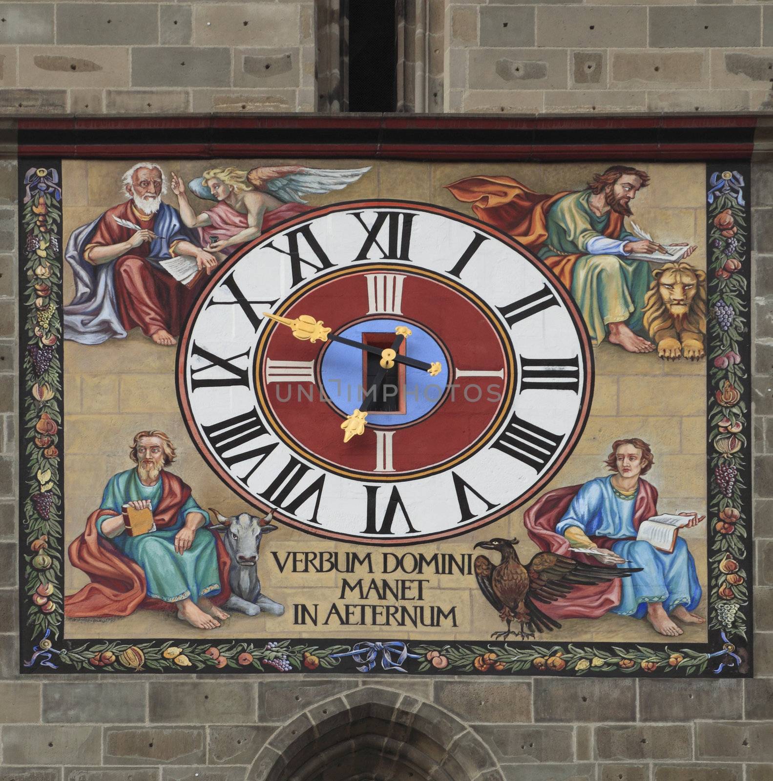 Detail of the old clock from the tower of The Black Church, an important landmark of Brasov, Transylvania, Romania.
