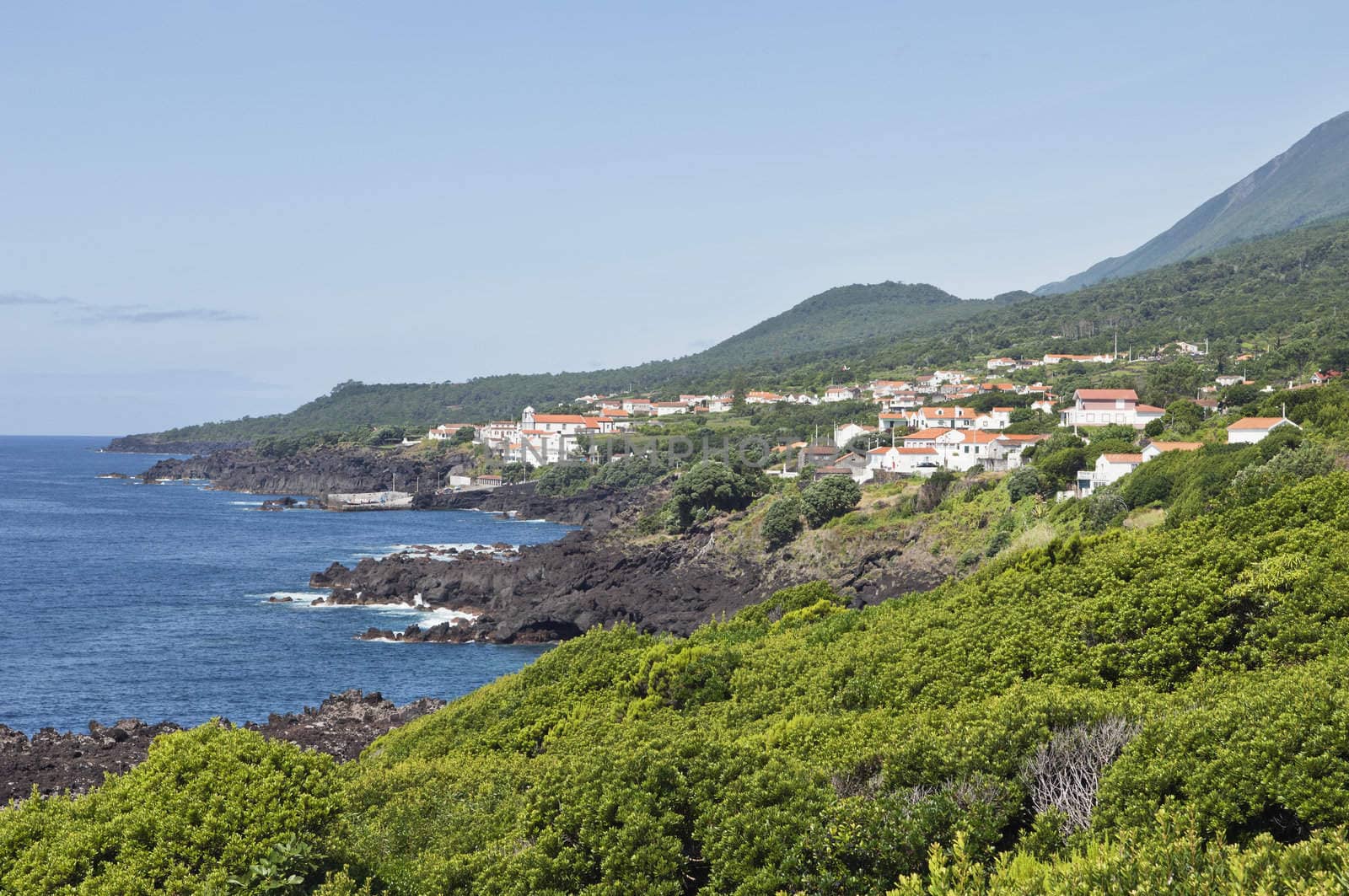 Volcanic coastline landscape of Pico island, Azores