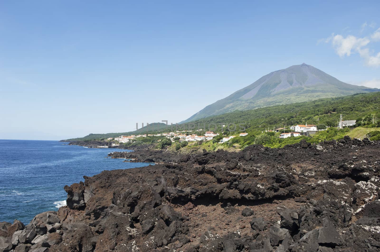 Volcanic coastline landscape of Pico island, Azores