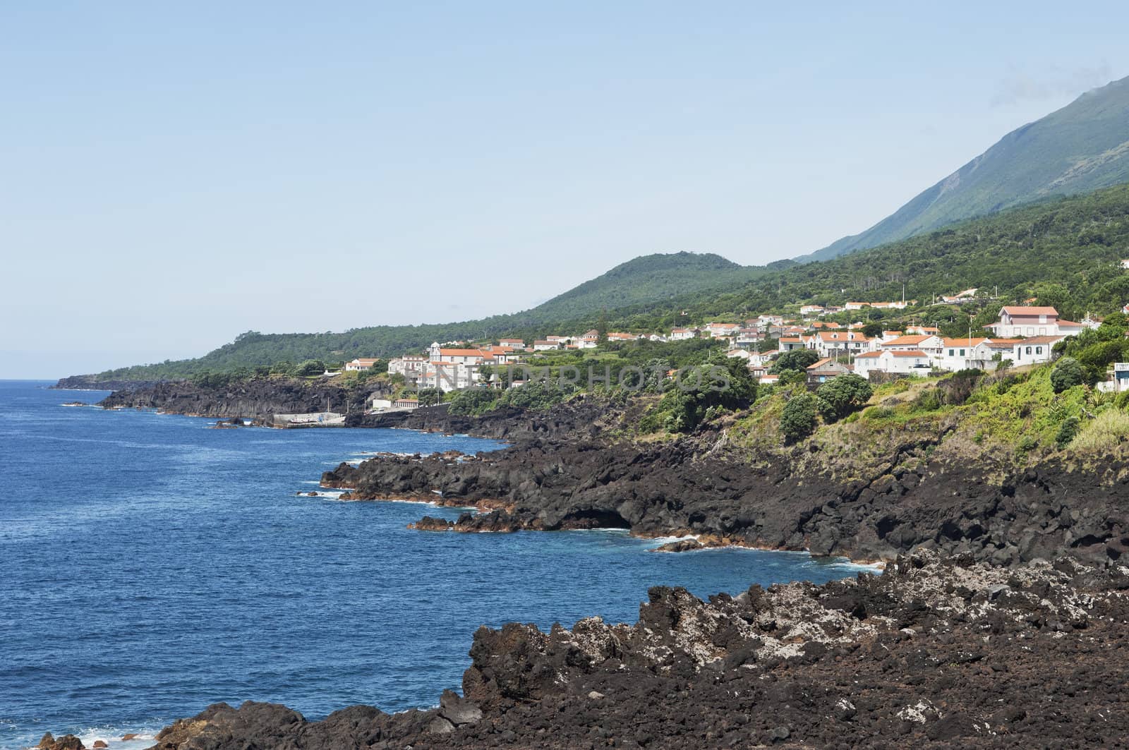 Volcanic coastline landscape of Pico island, Azores