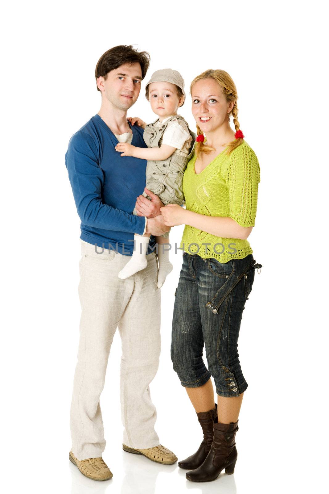 Happy Family with kid together isolated on white