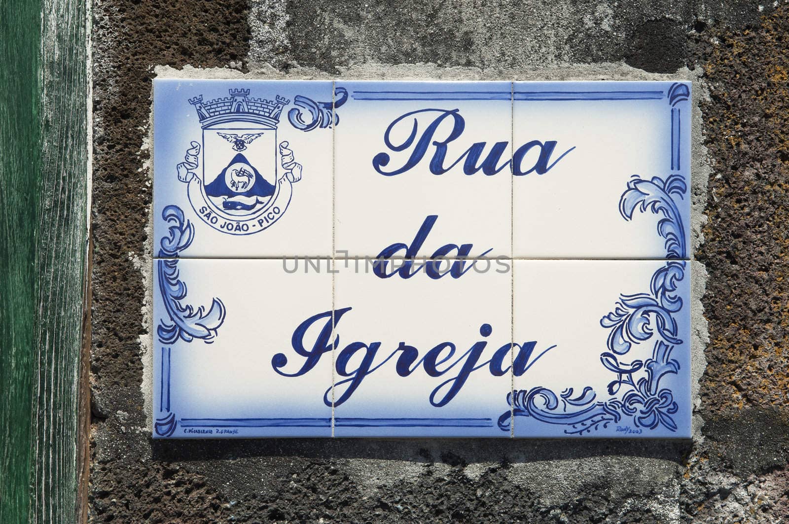 Street name sign in Pico island, Azores