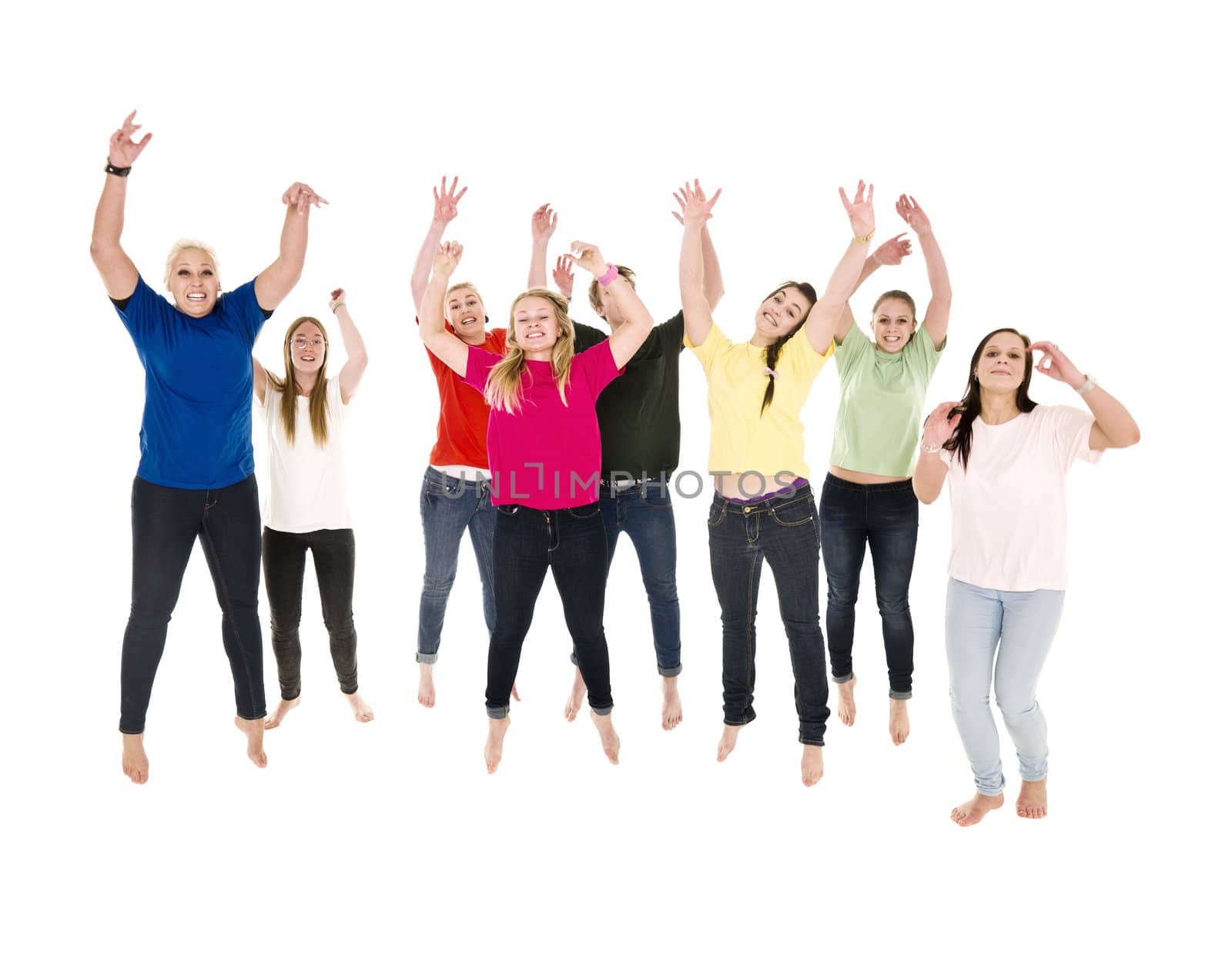 Jumping Happy People on white background