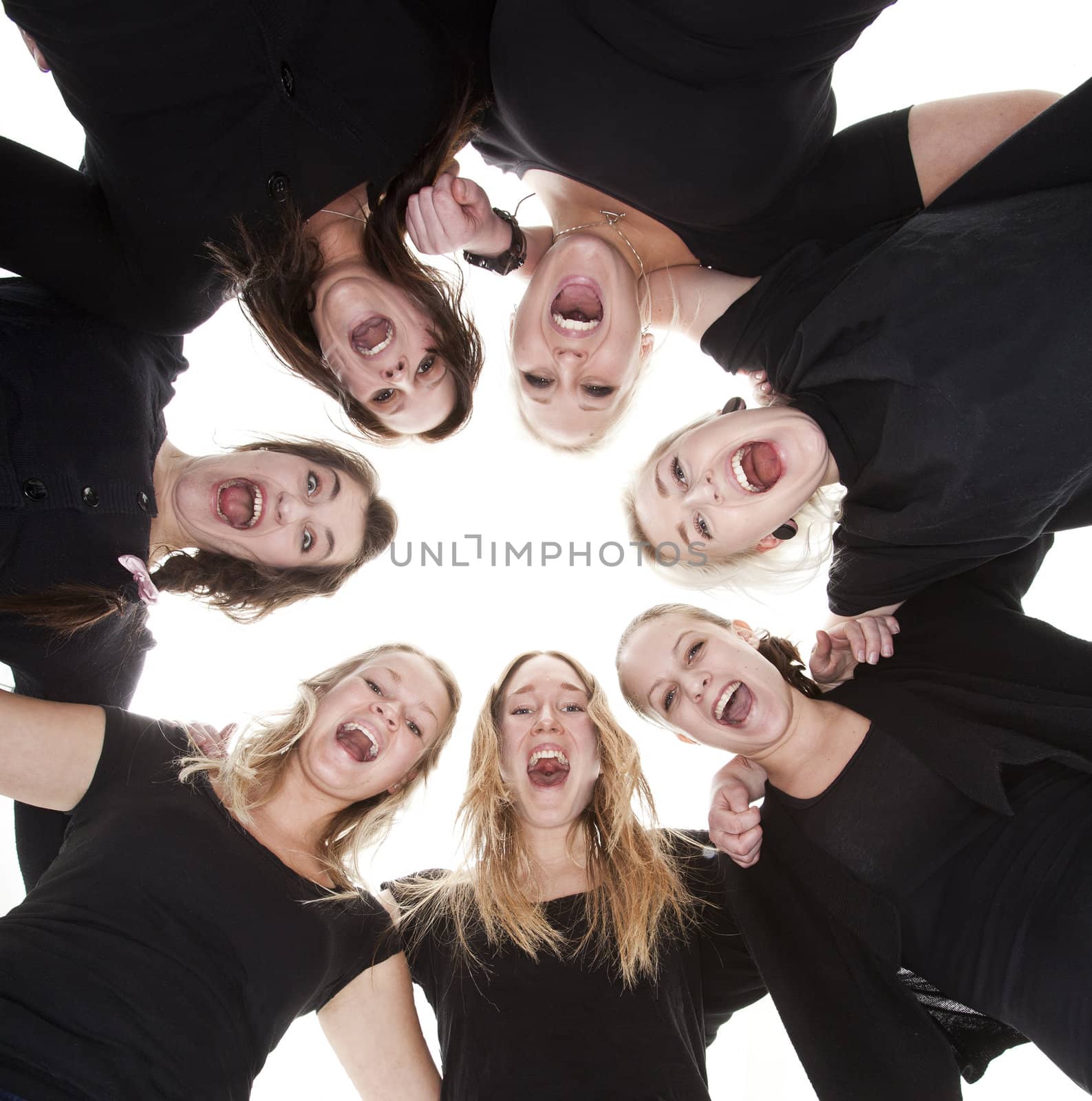 Group of Young Women from low angle view