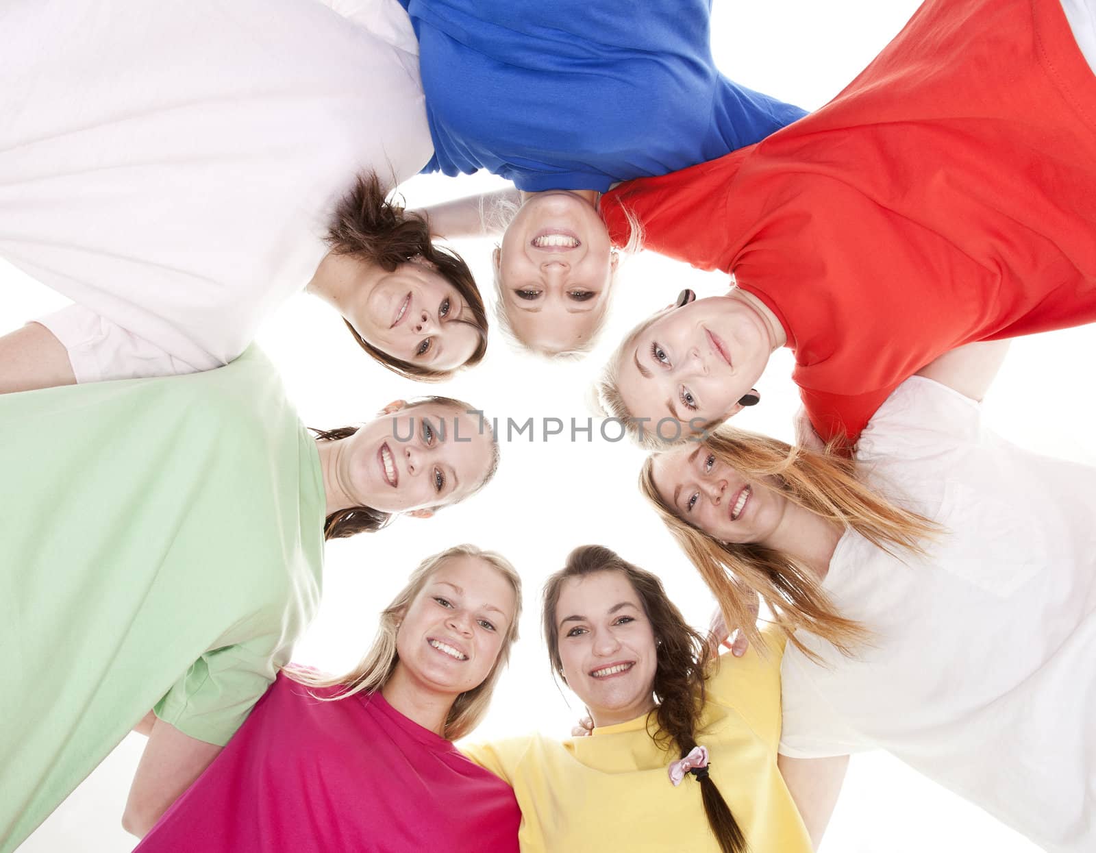 Group of Young Women from low angle view