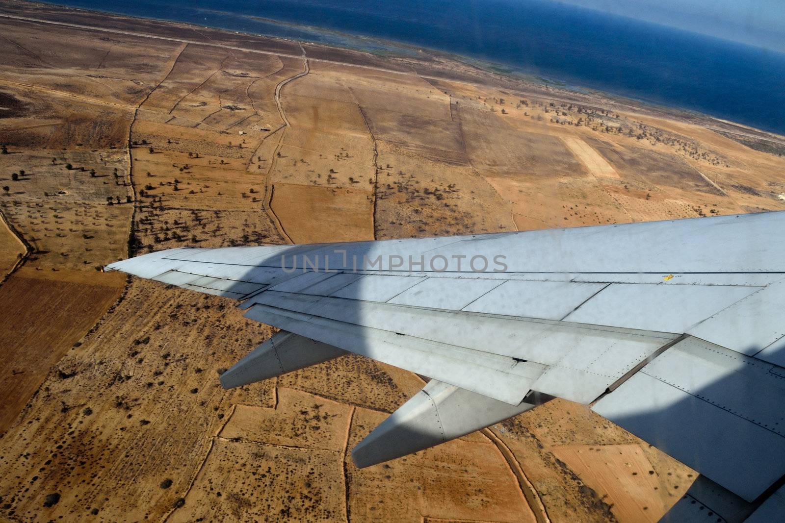 Aerial view of tunisia from airplane