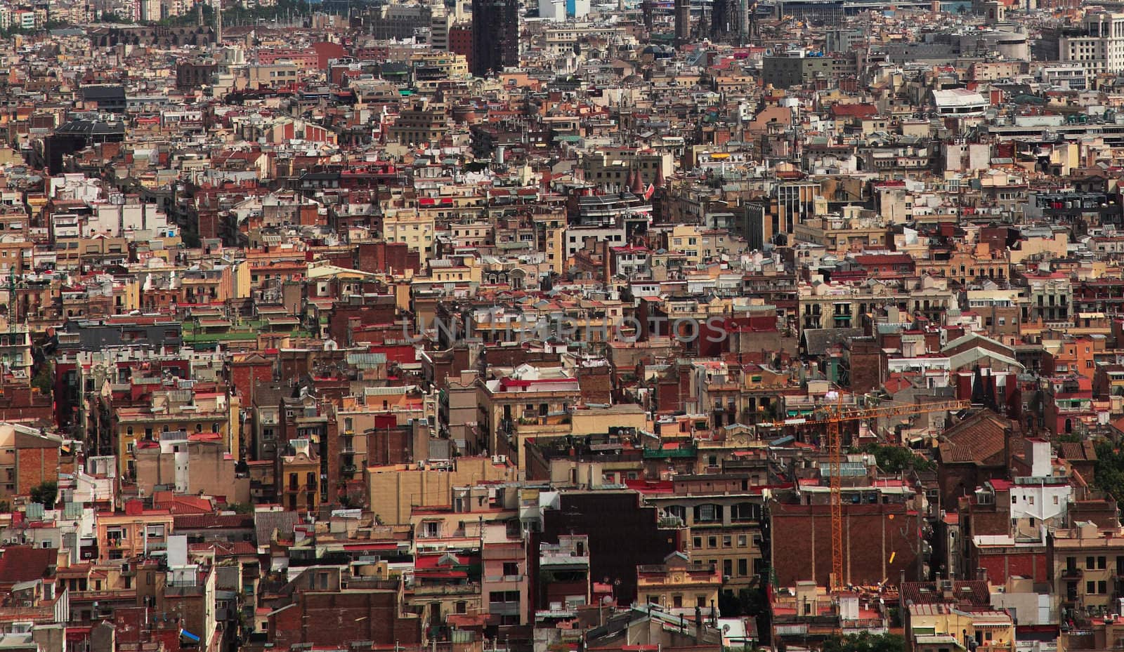 Aerial image of extremely crowded buildings in a big European city (Barcelona,Spain).