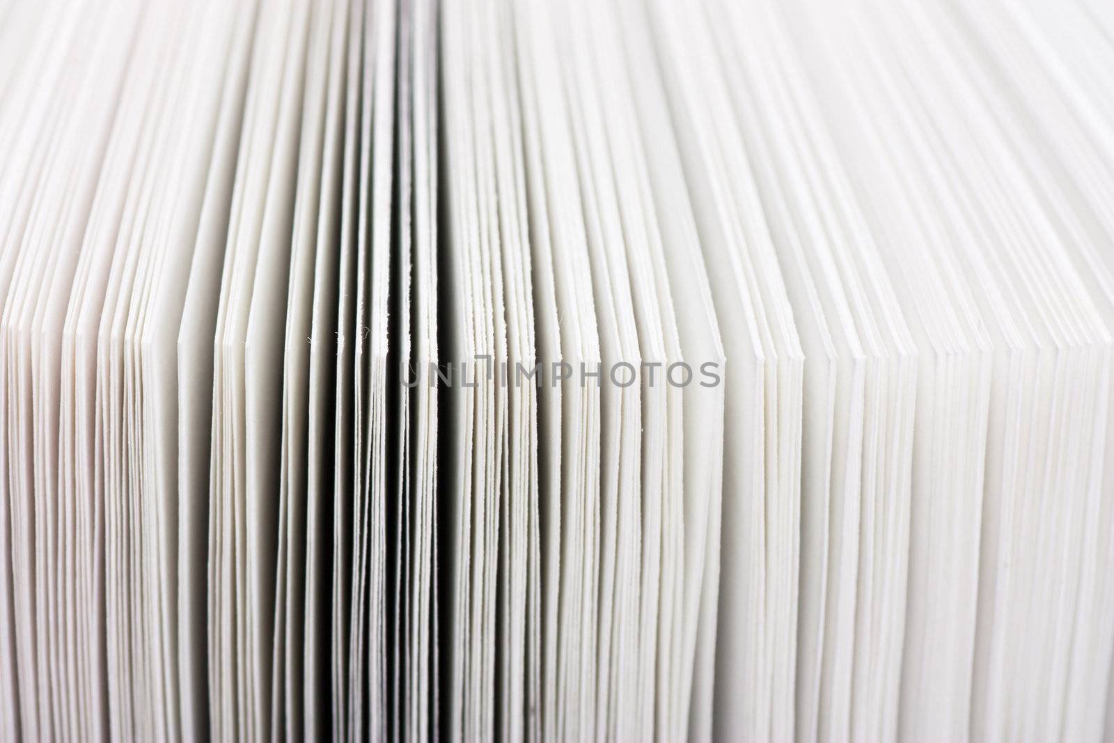 Macro view of pages of thick book