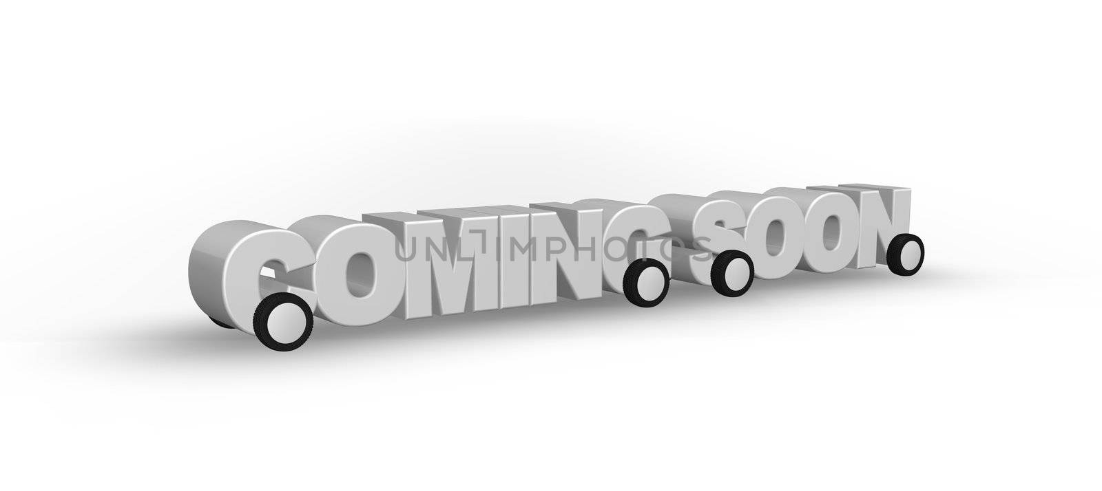 coming soon on wheels - 3d illustration