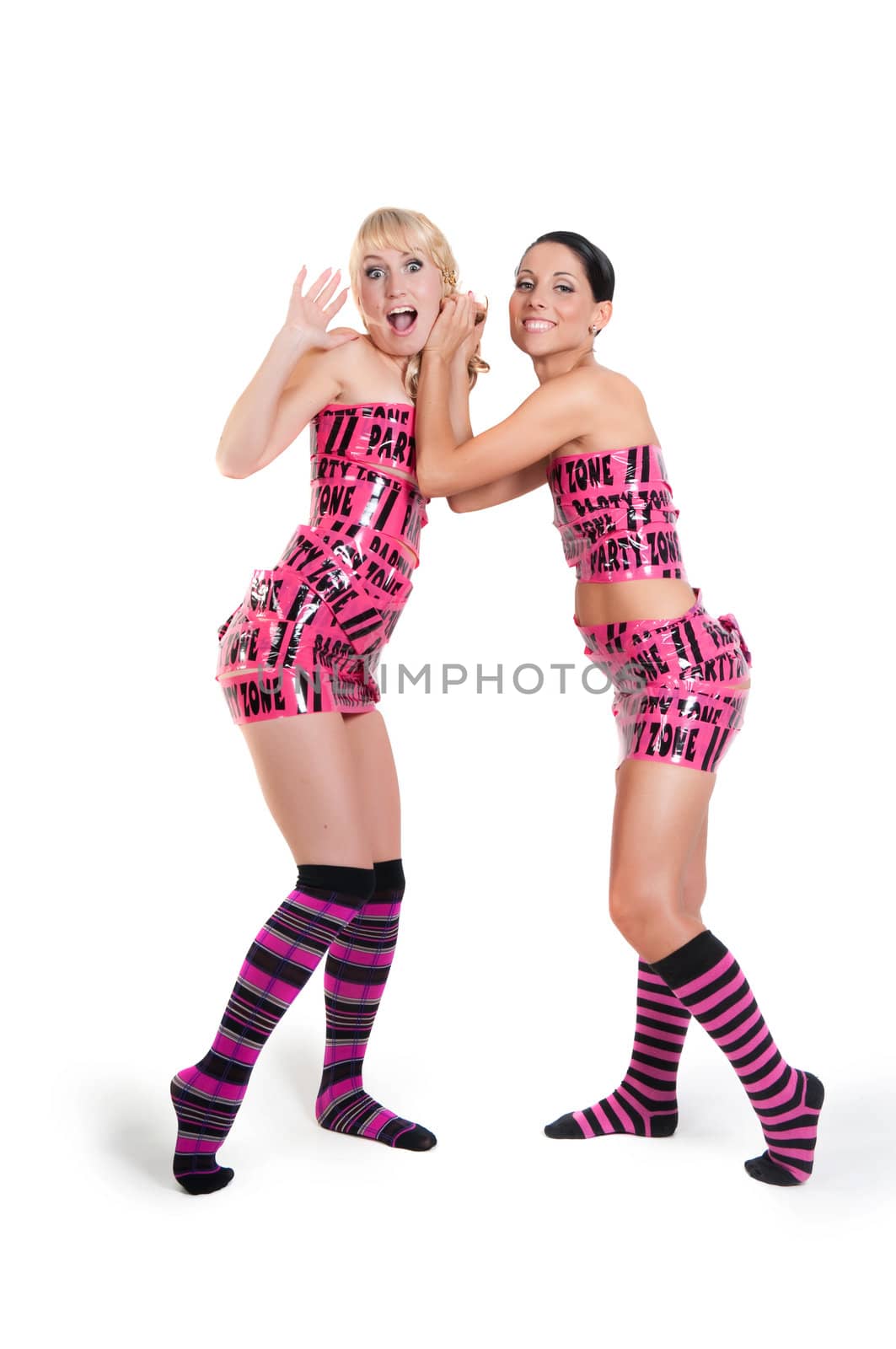 Girls in pink tape dress by anytka