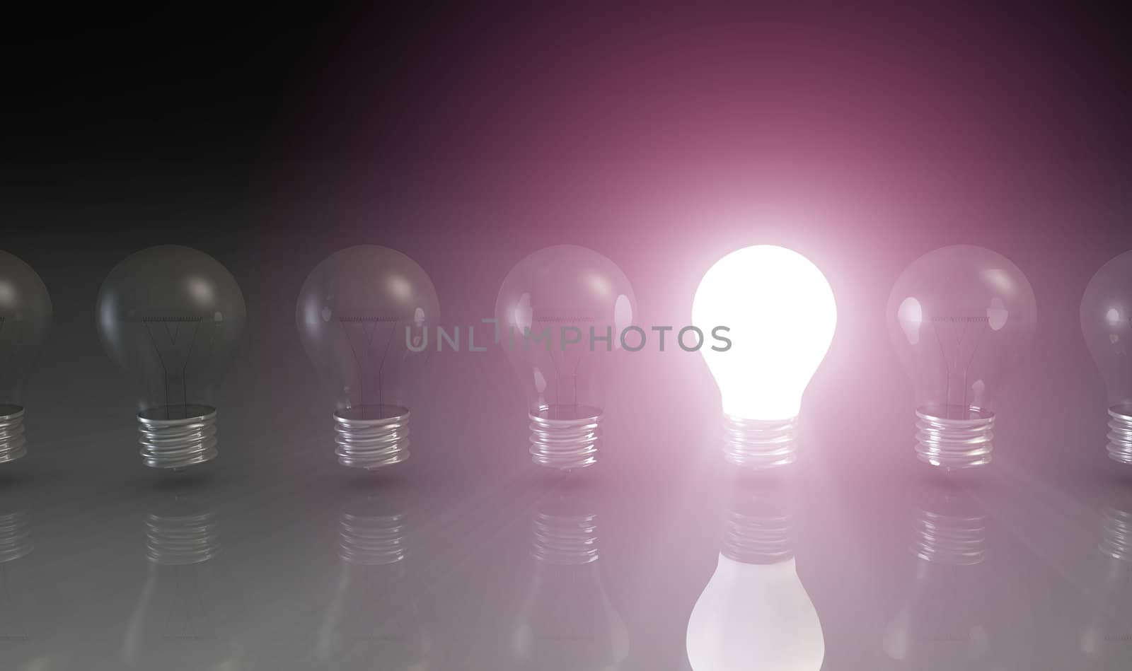 Creativity Concept with Light Bulb Glowing in 3d