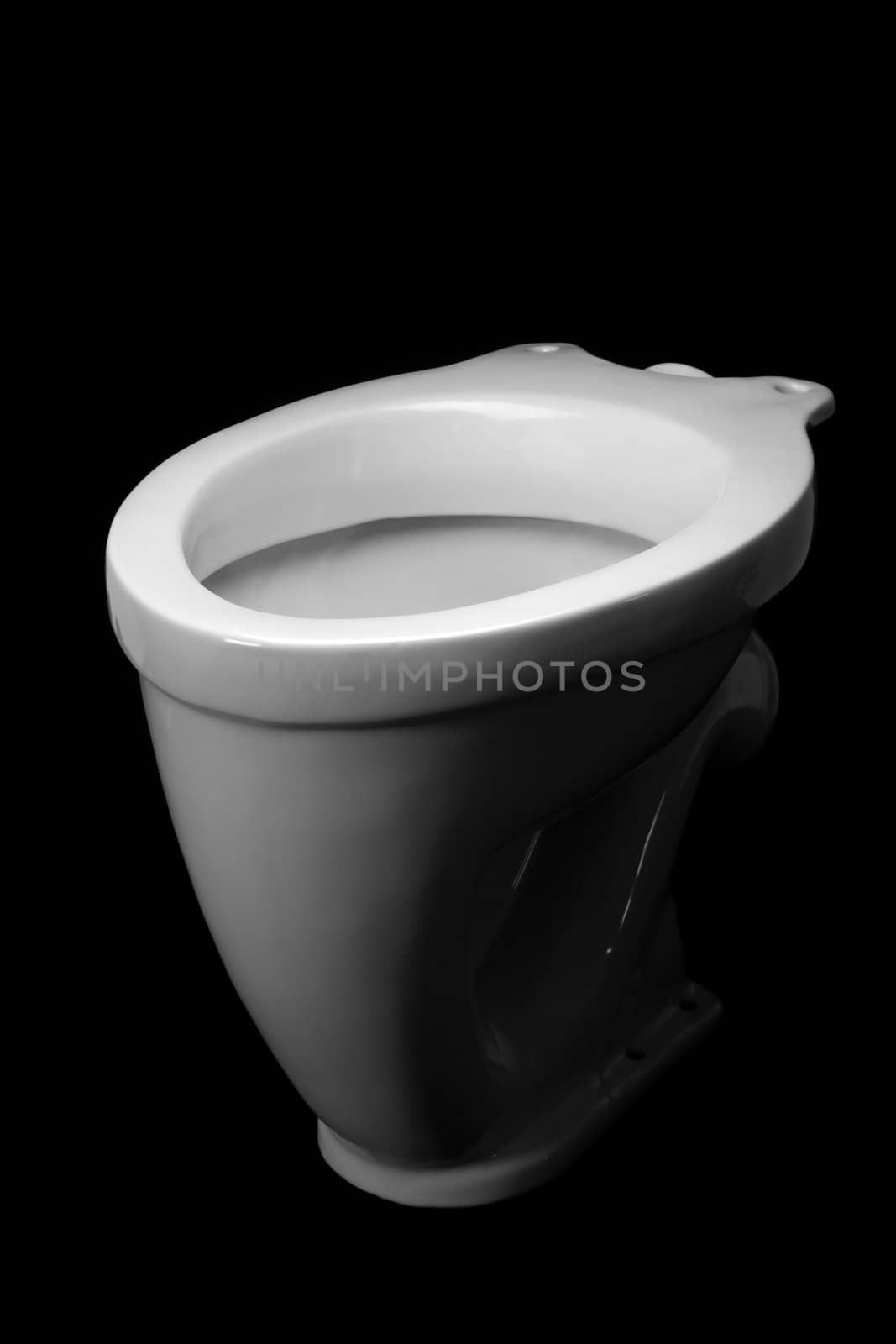 The ltoilet bowl, isolated on black background