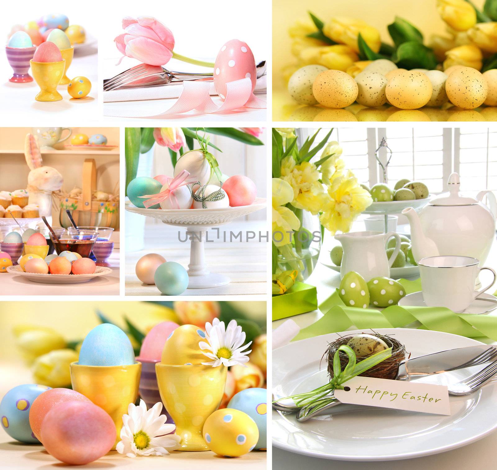 Collage of colorful images for easter