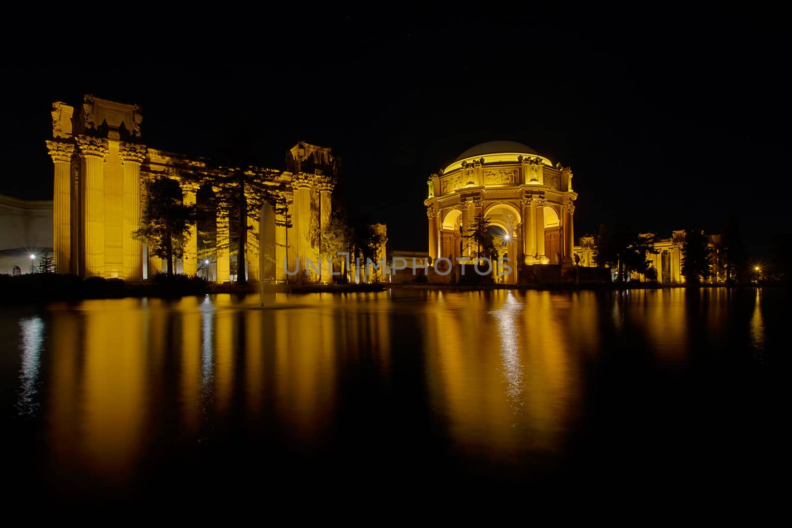 San Fracisco Palace of Fine Arts Reflection by the Pond at Night