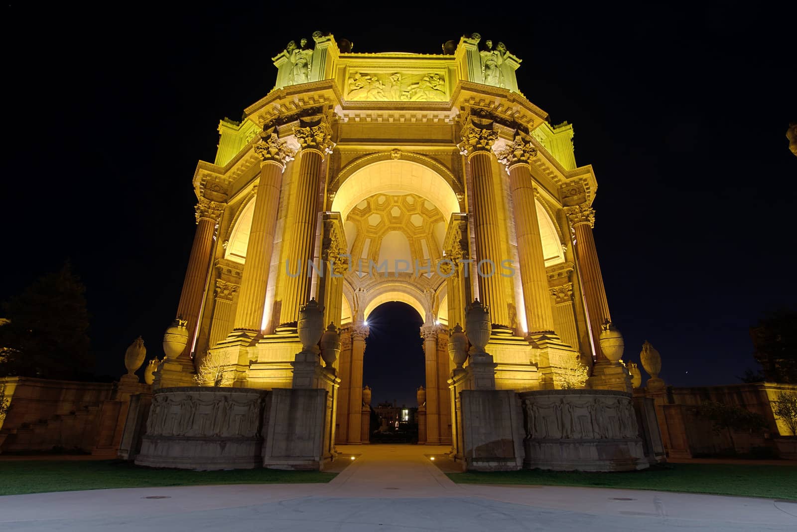 San Francisco Palace of Fine Arts Dome Monument Structure at Night