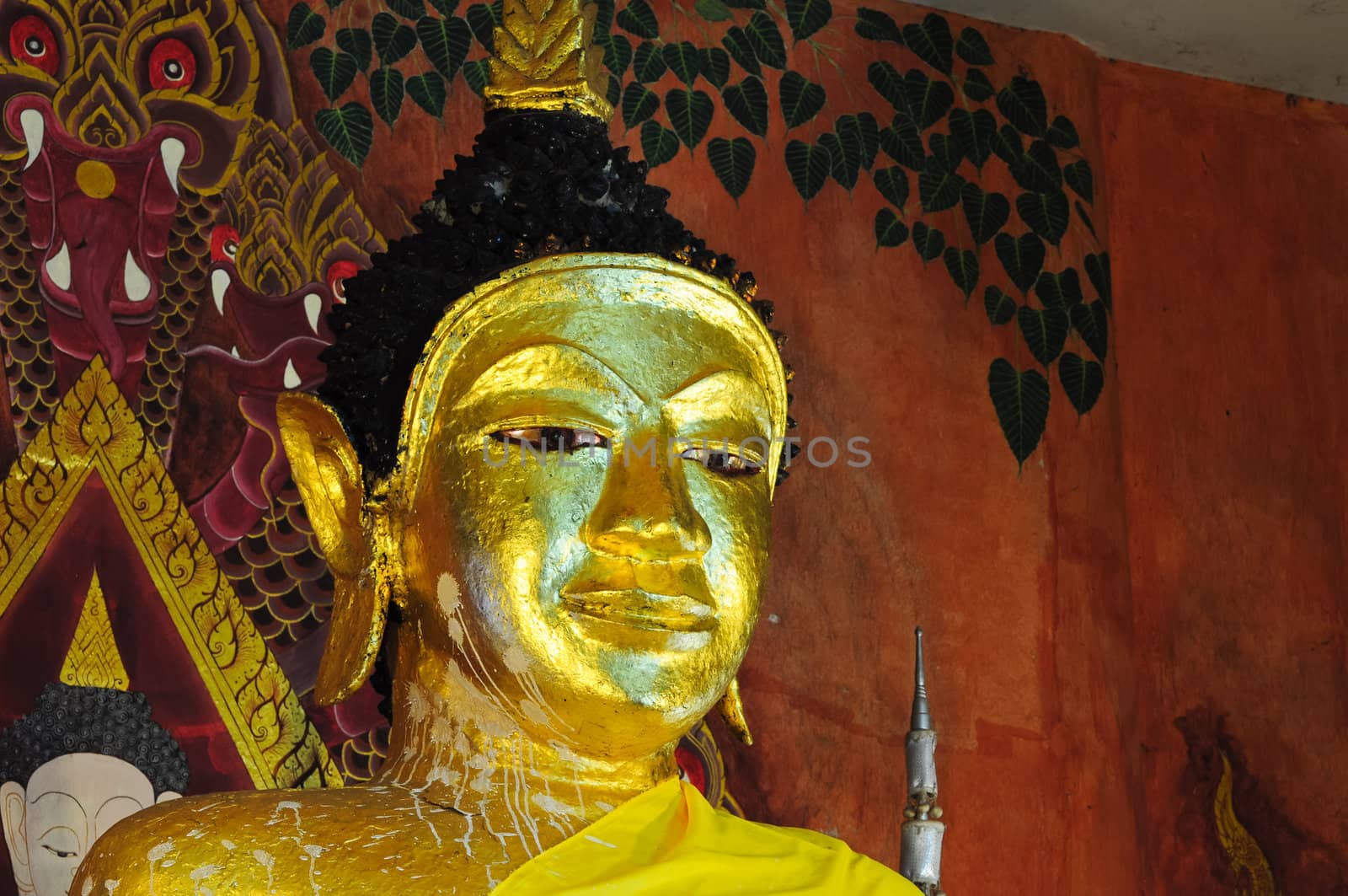 golden buddha statue by samurai