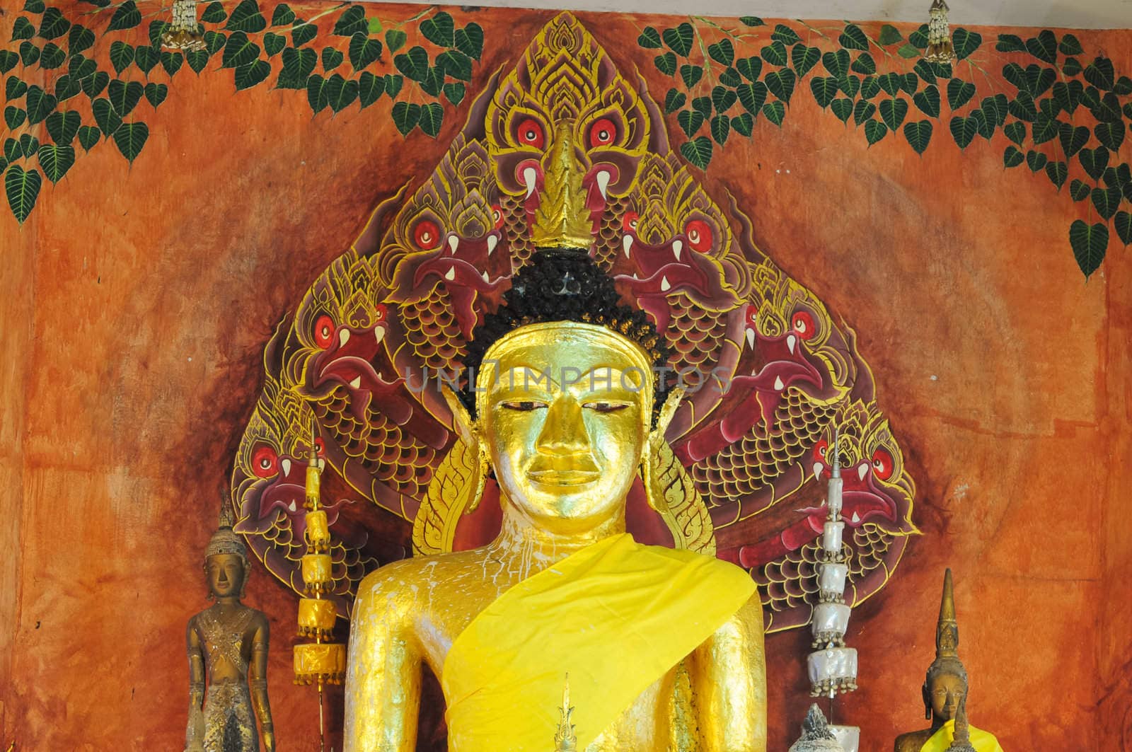 golden buddha statue by samurai