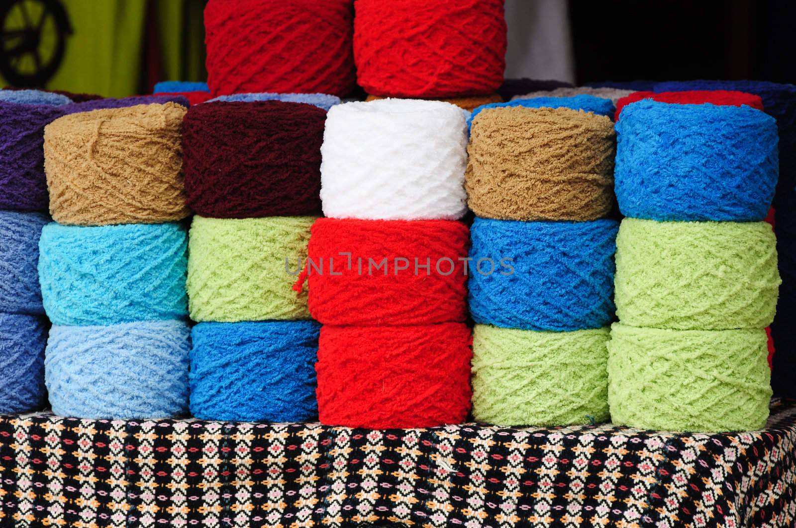 Colorful knitting yarns