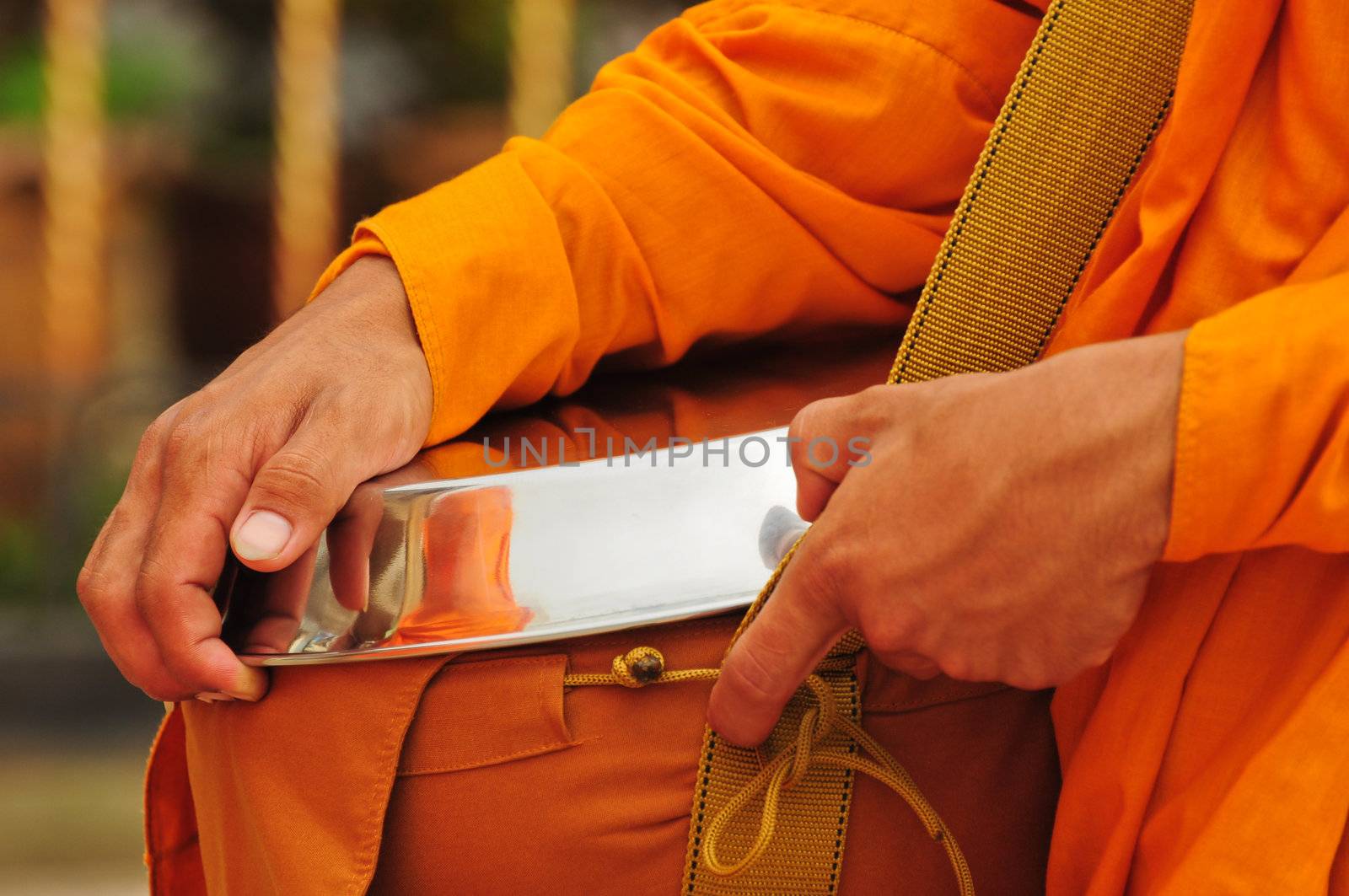 Offer food to monk on early morning