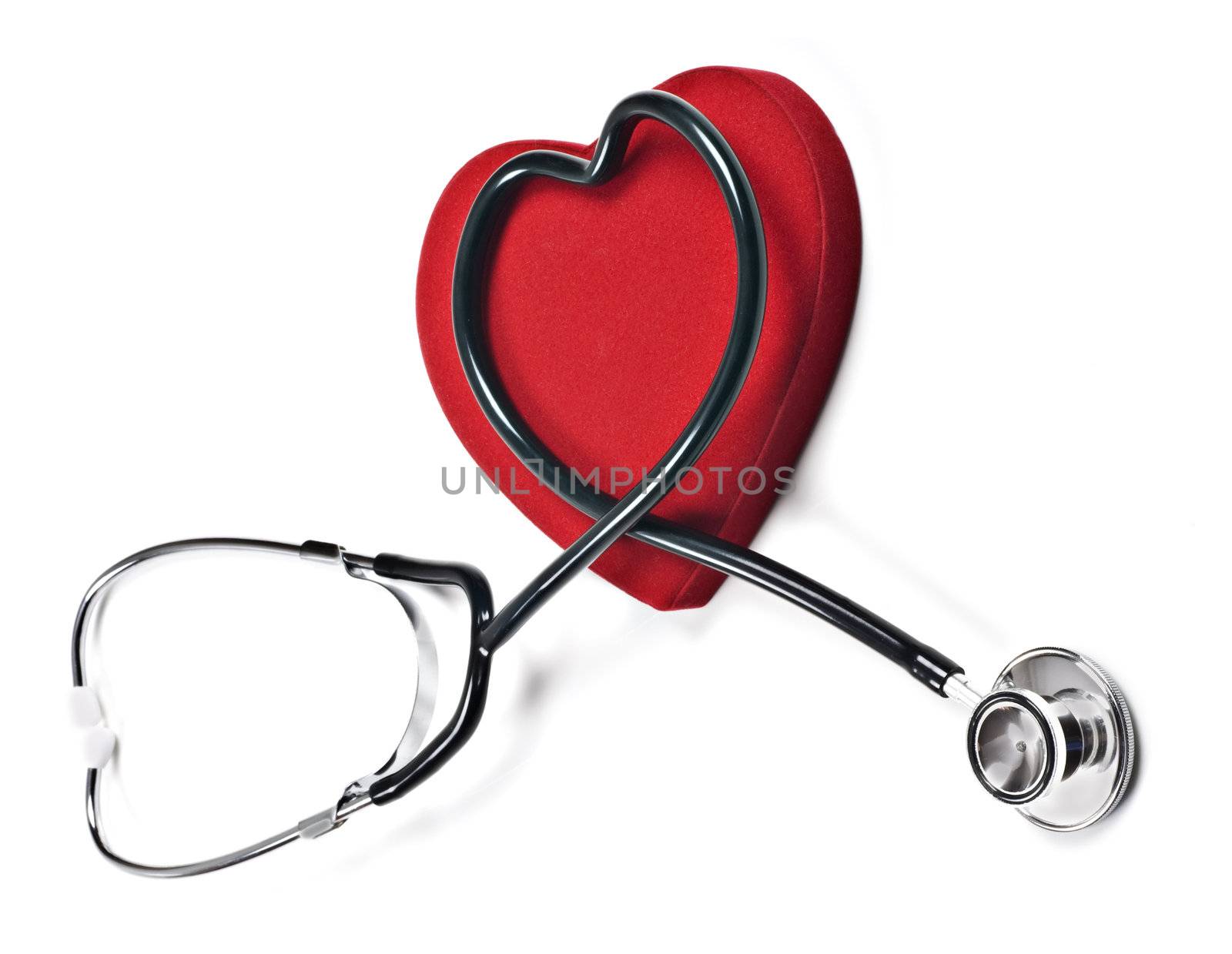 Doctor's stethoscope and red heart by tish1