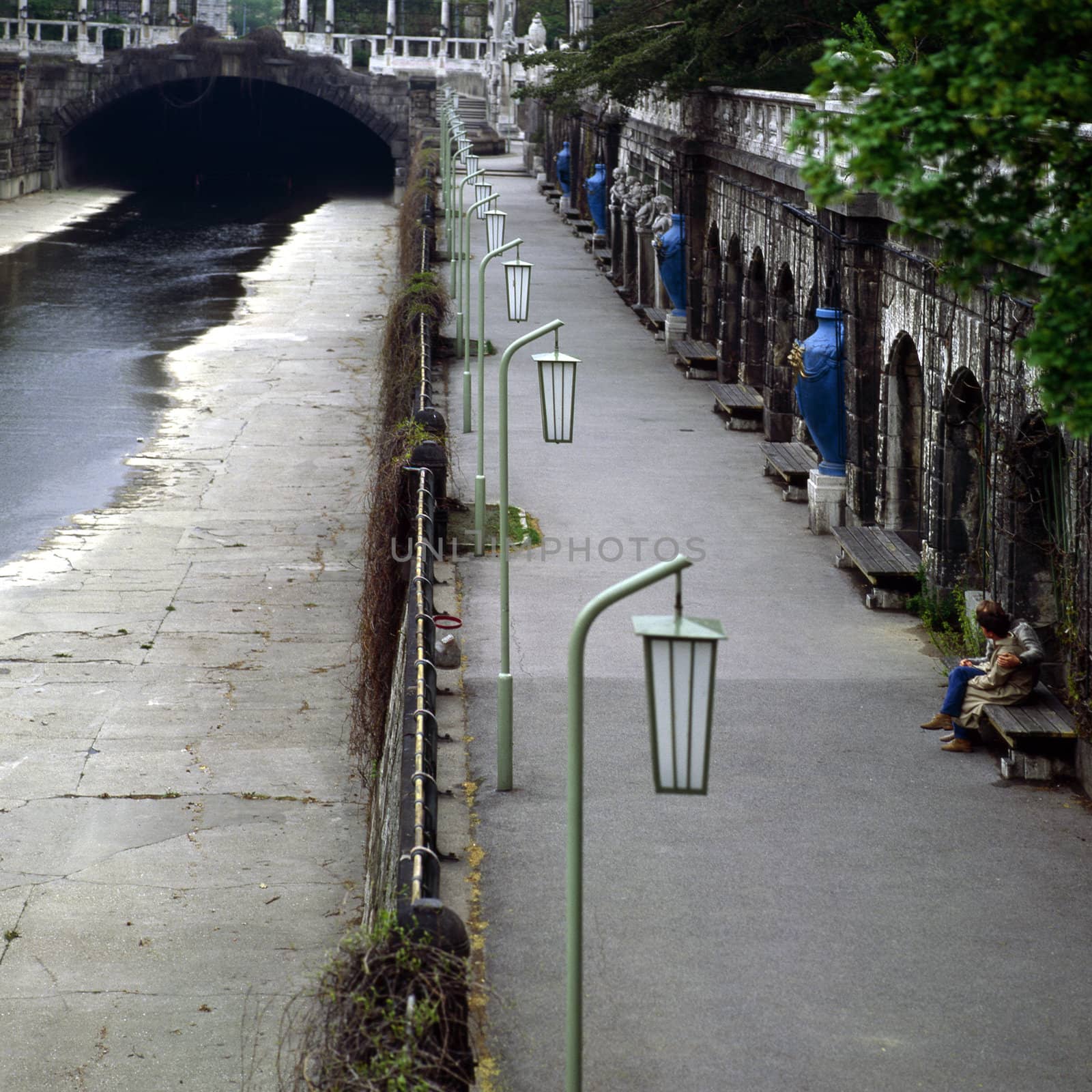 River in Vienna with walkway