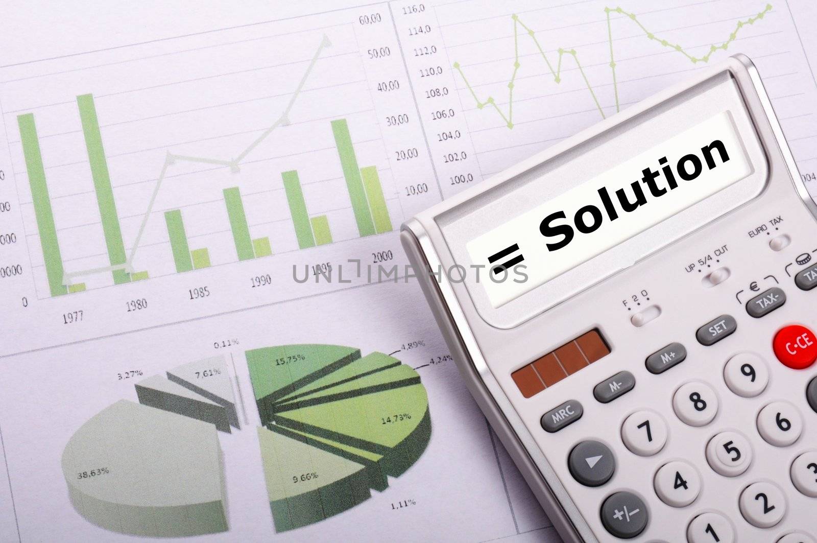 solution or problem business concept with calculator