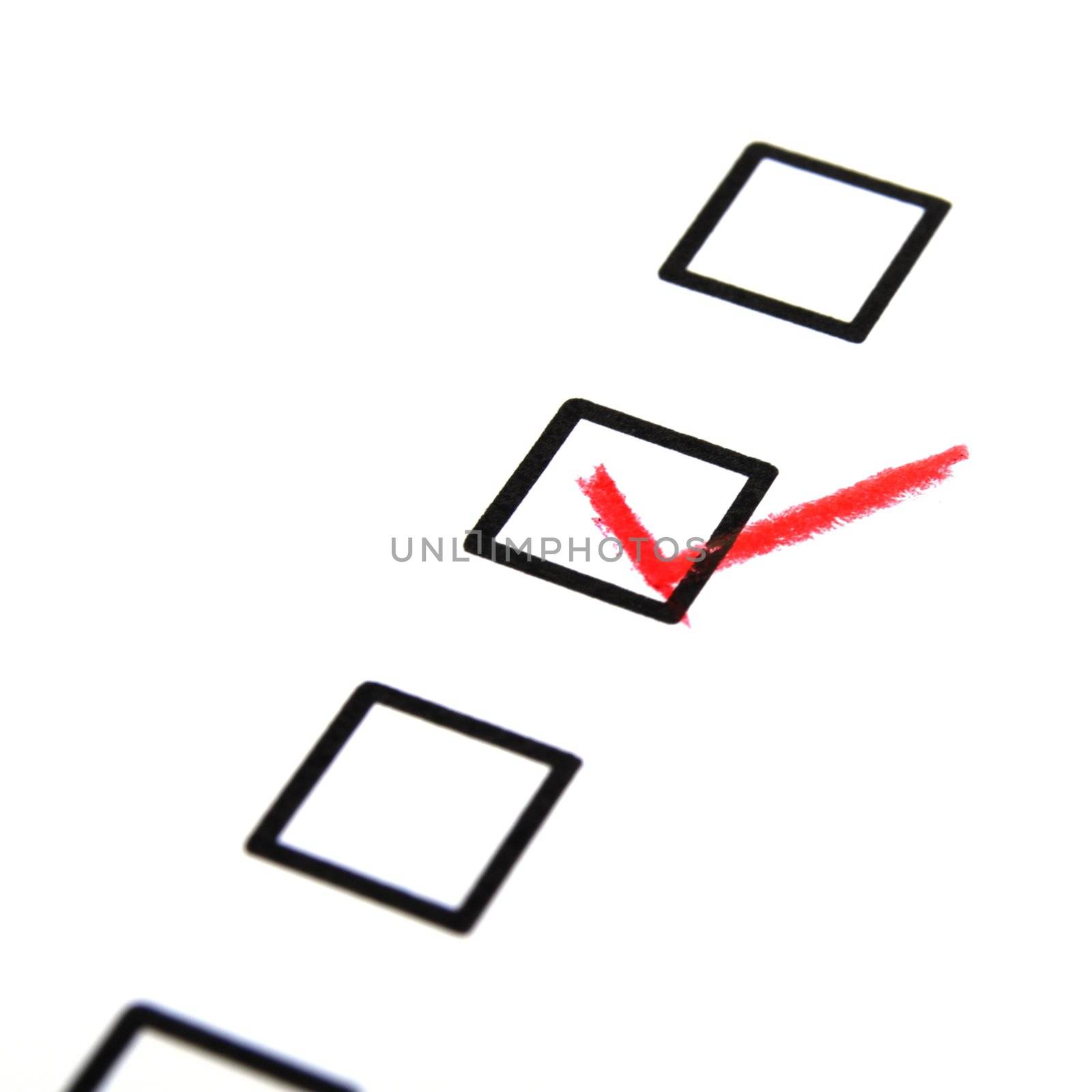 customer satisfaction survey form with checkbox showing marketing concept