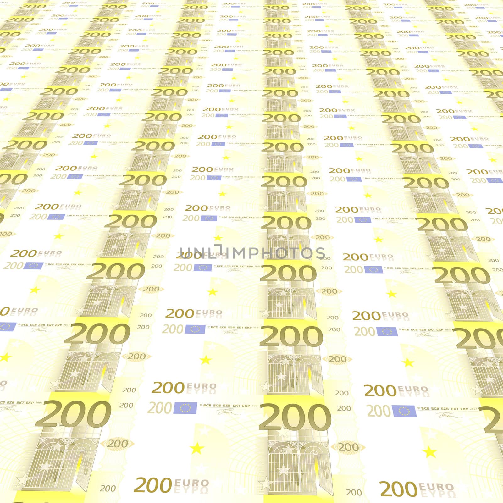 Endless rows of euro banknotes