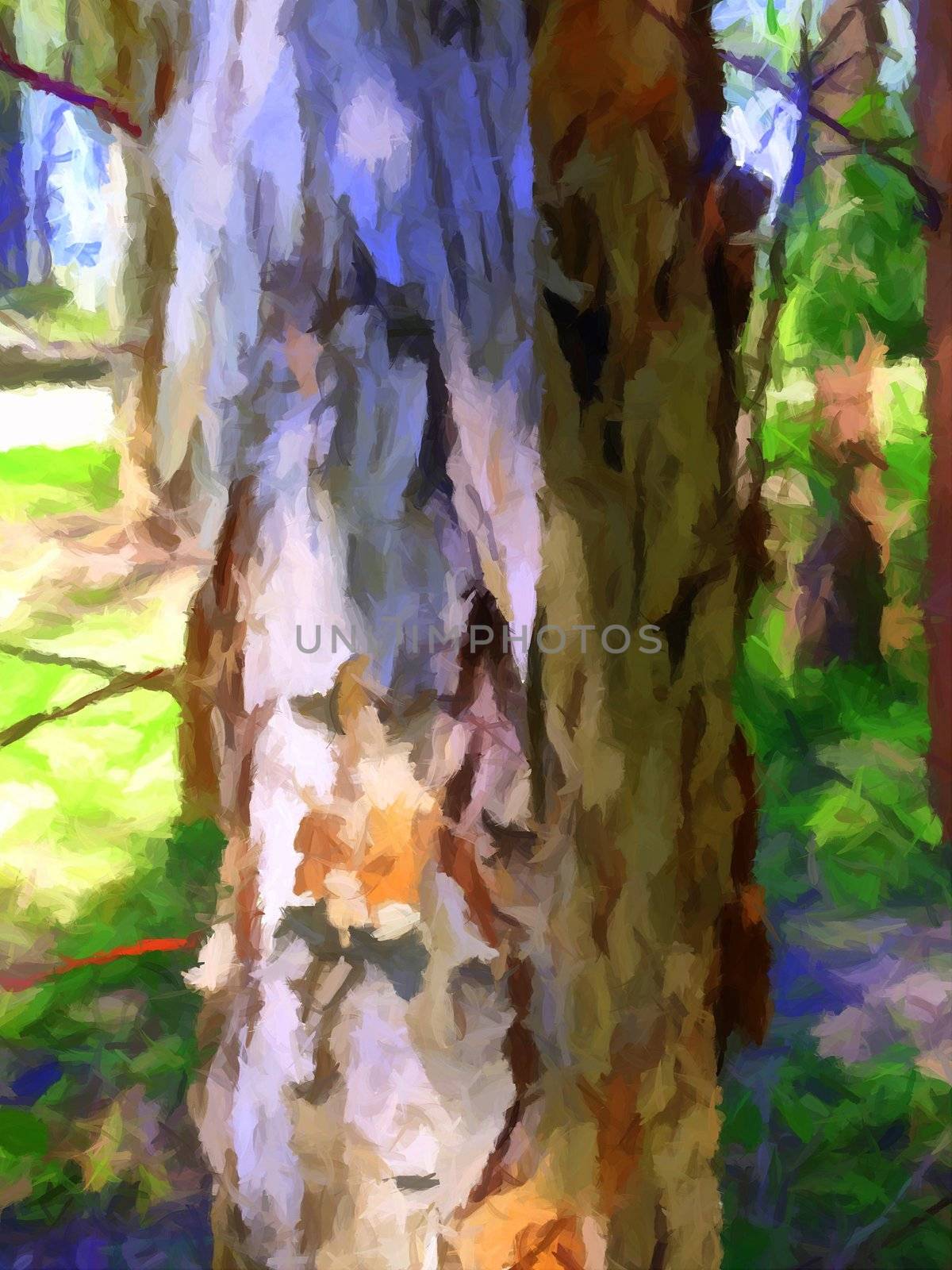Painting of a paperbark tree in Australia