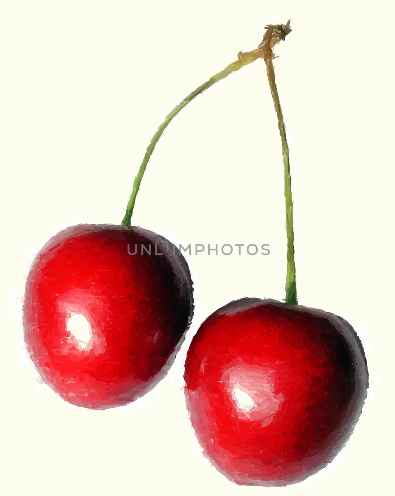 Painting of two cherries