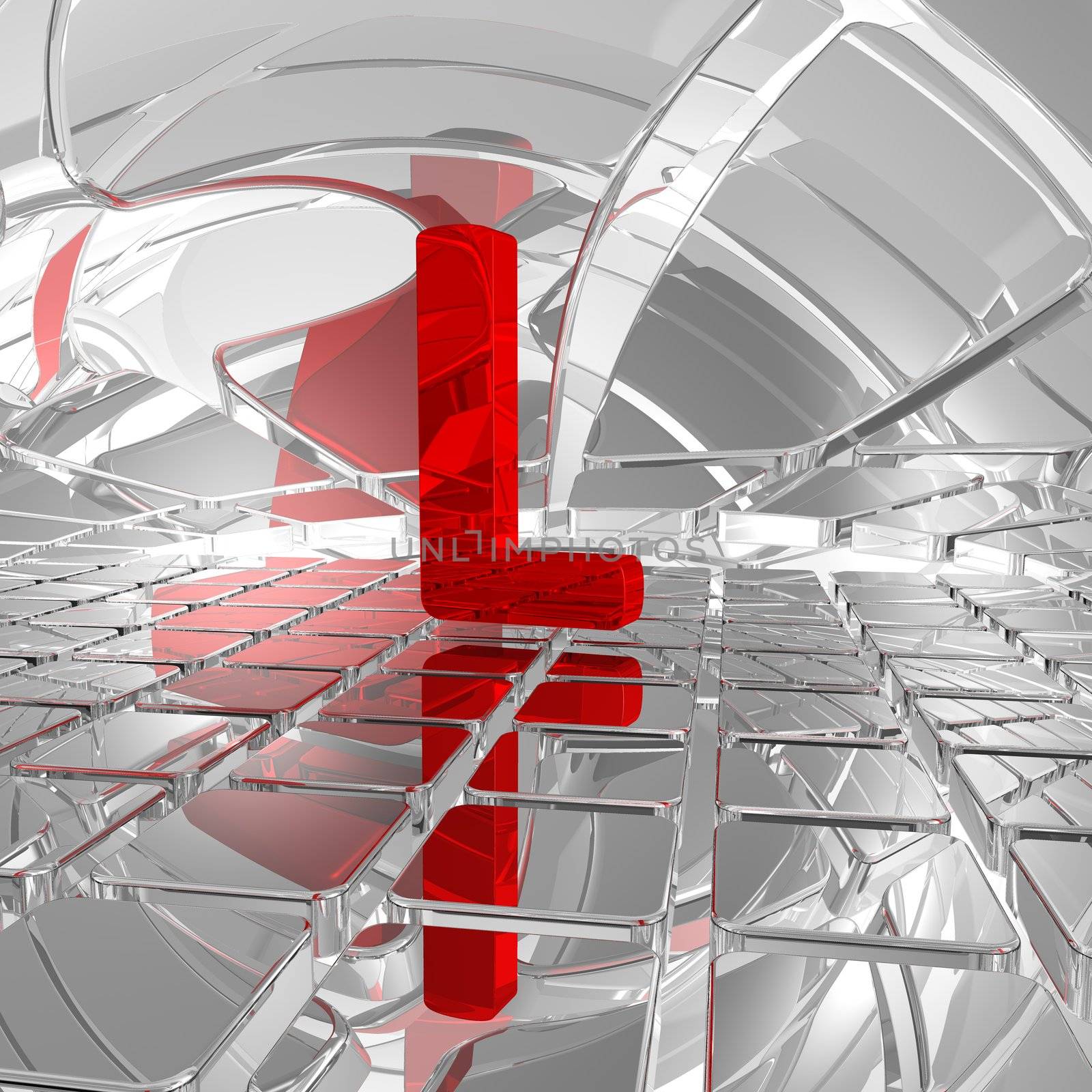 red uppercase letter l in futuristic space - 3d illustration