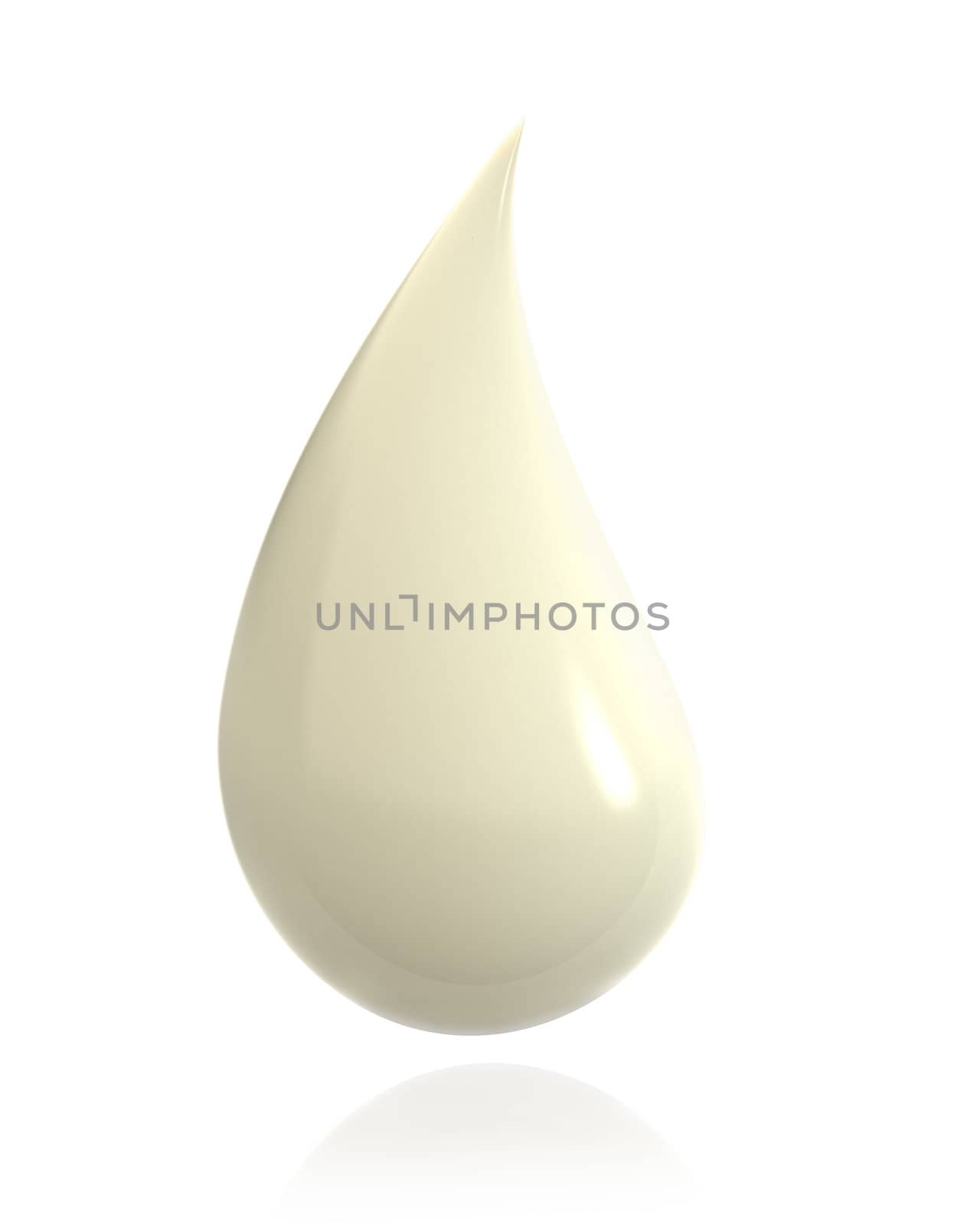Shiny drop of milk isolated on white background
