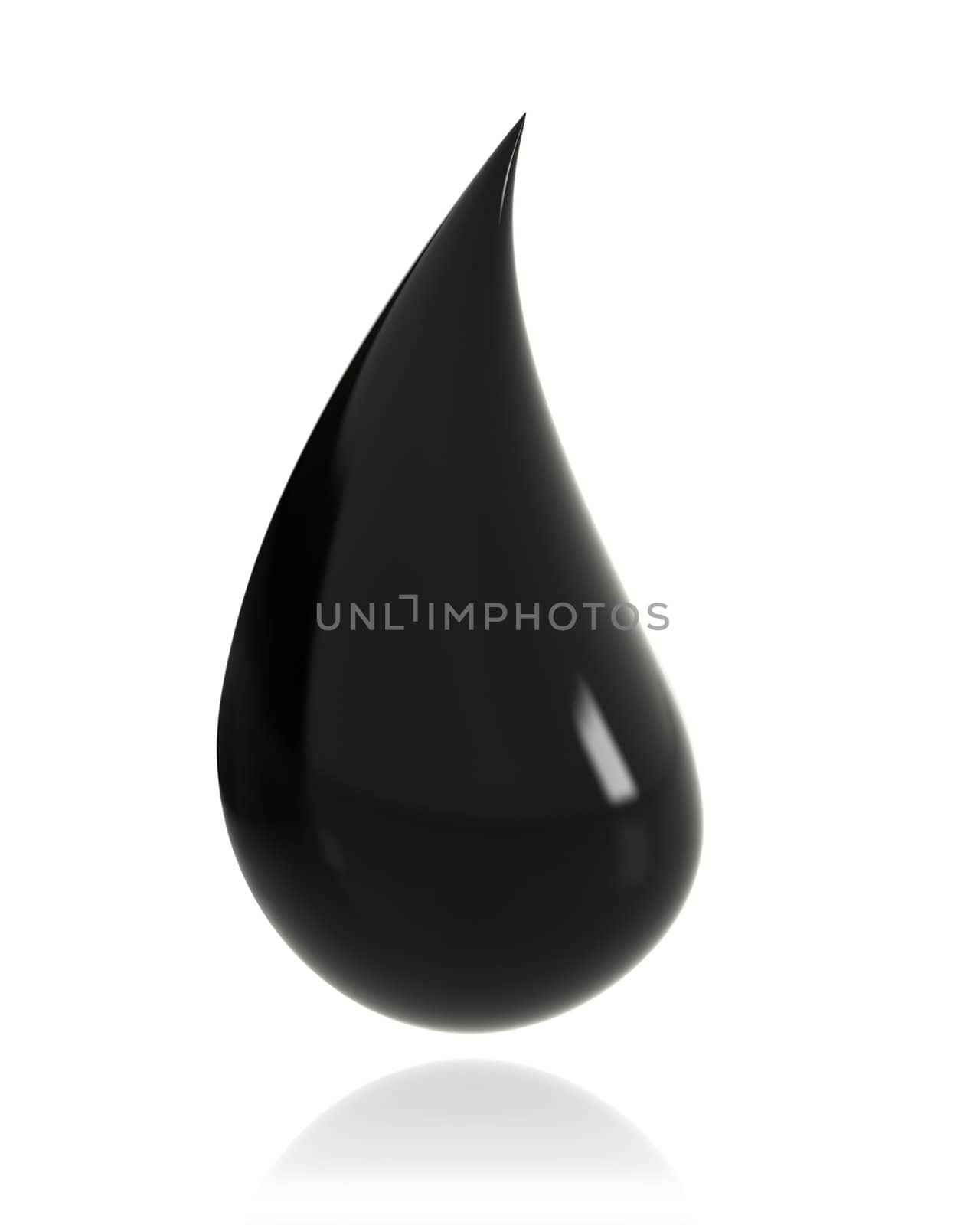 Glossy drop of oil isolated on white background
