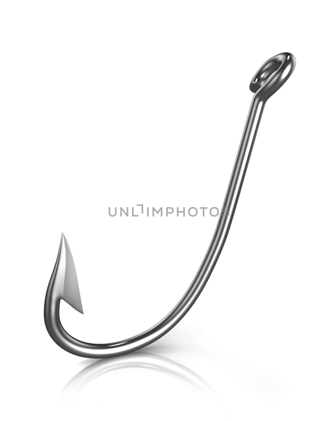 Shiny fishing hook isolated on white background