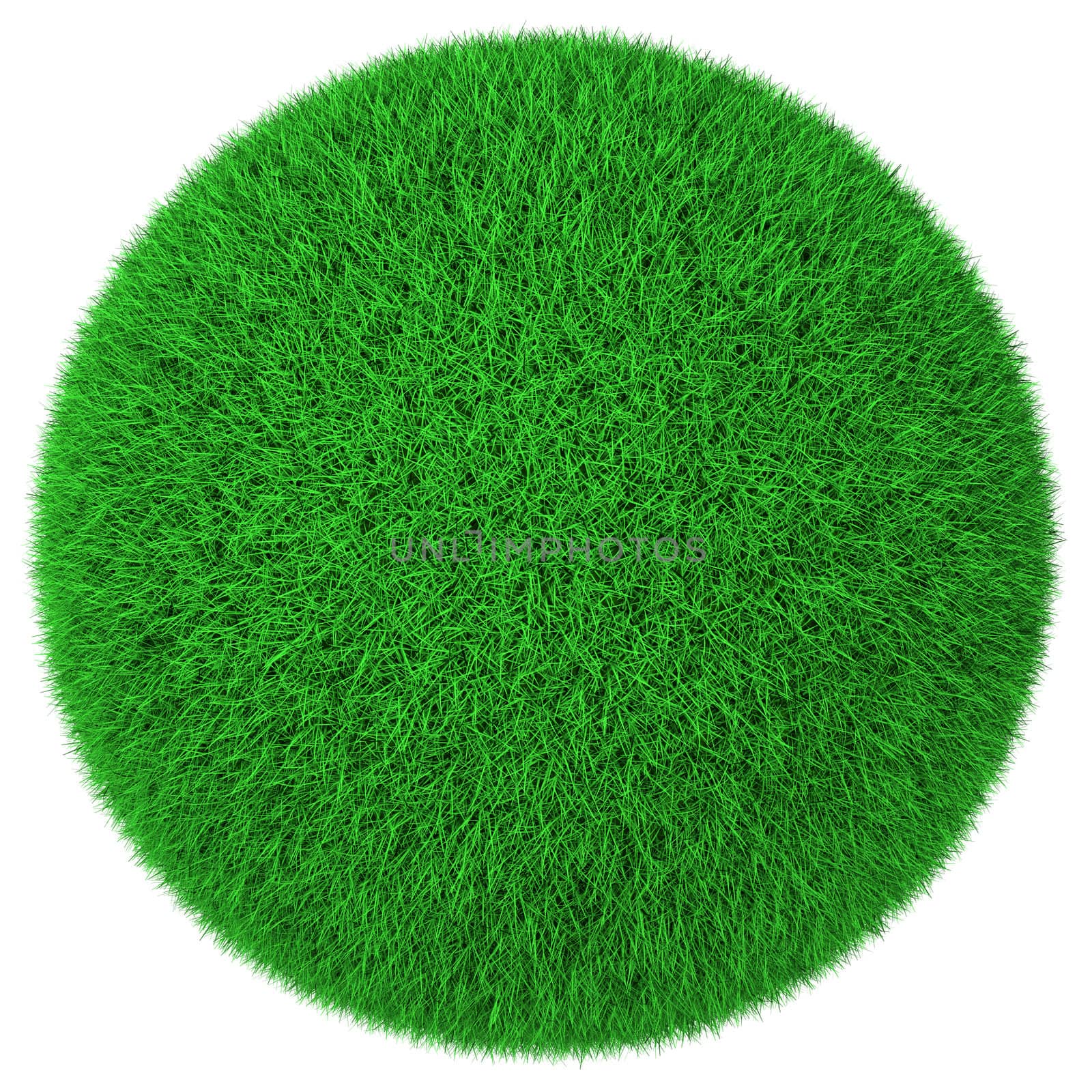 Ball made of green grass isolated on white background