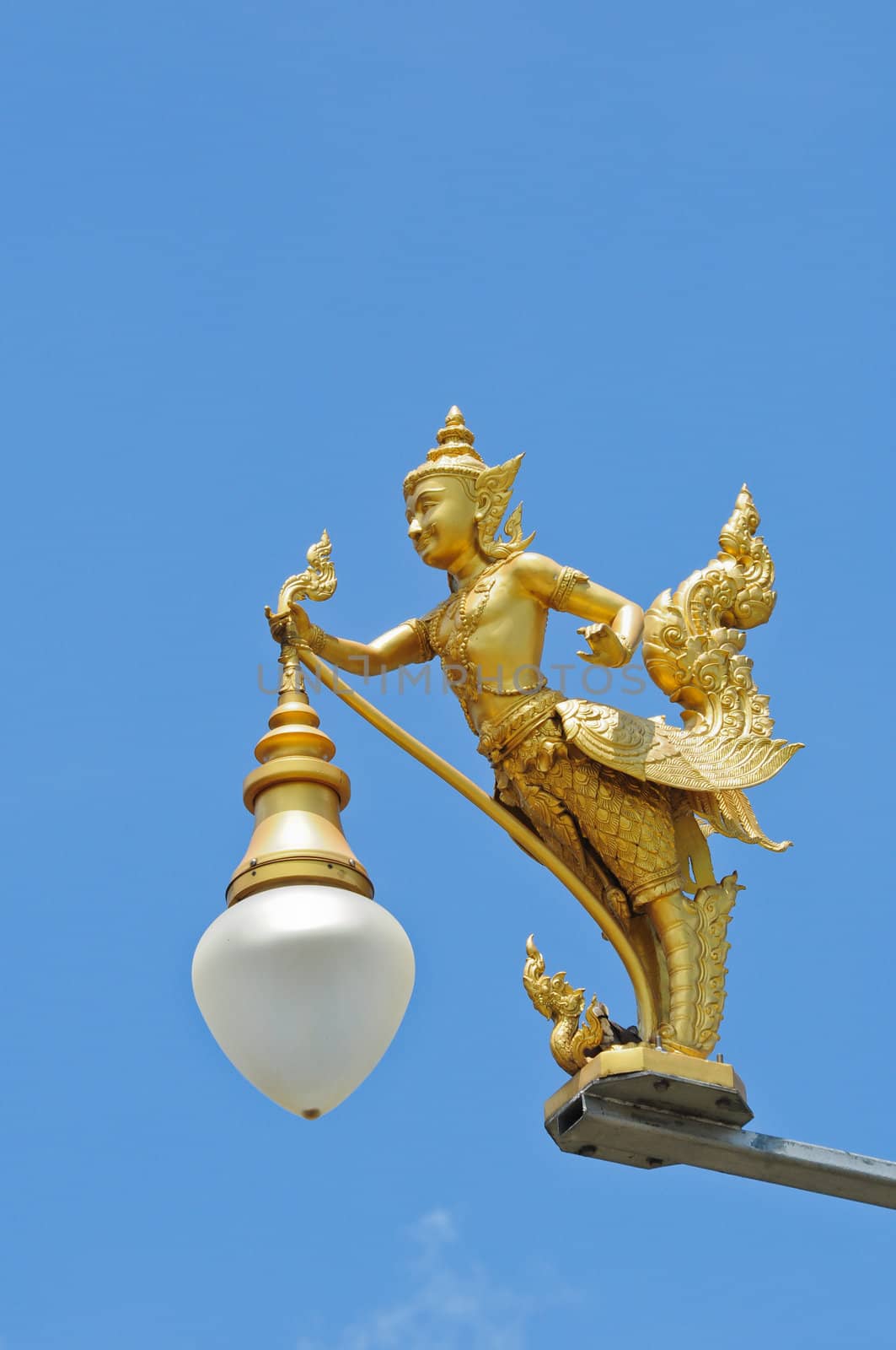 Street lamp in traditional Thai style by samurai