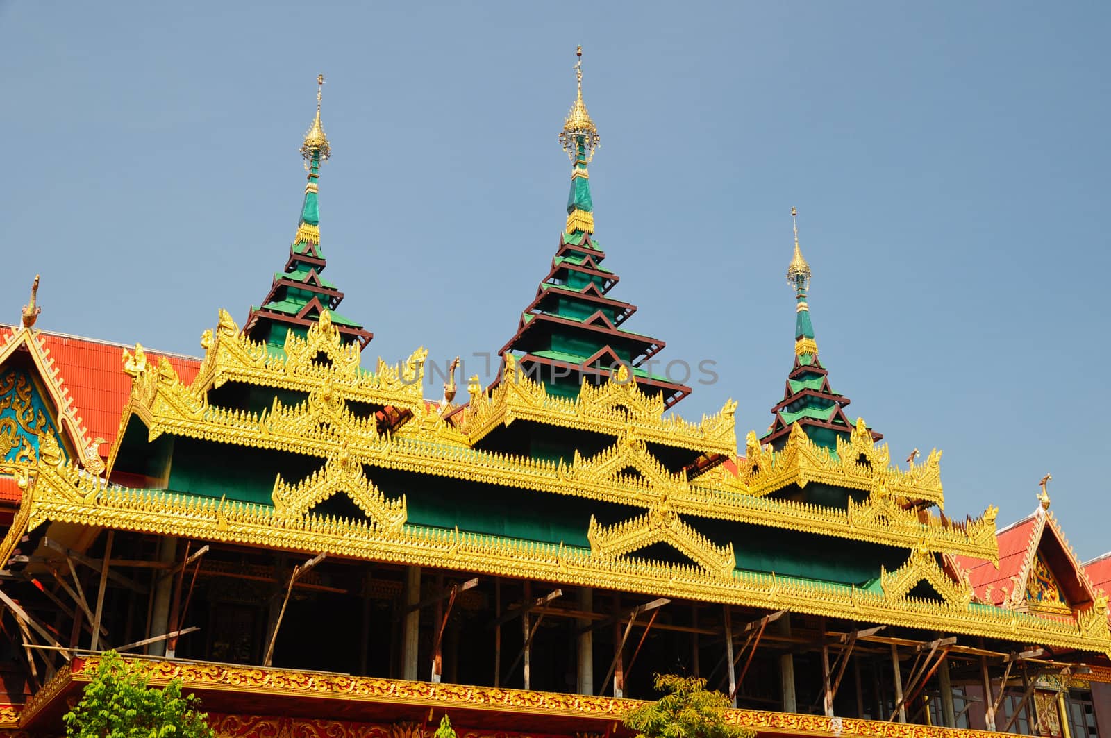 decorative roof of the temple in Thailand