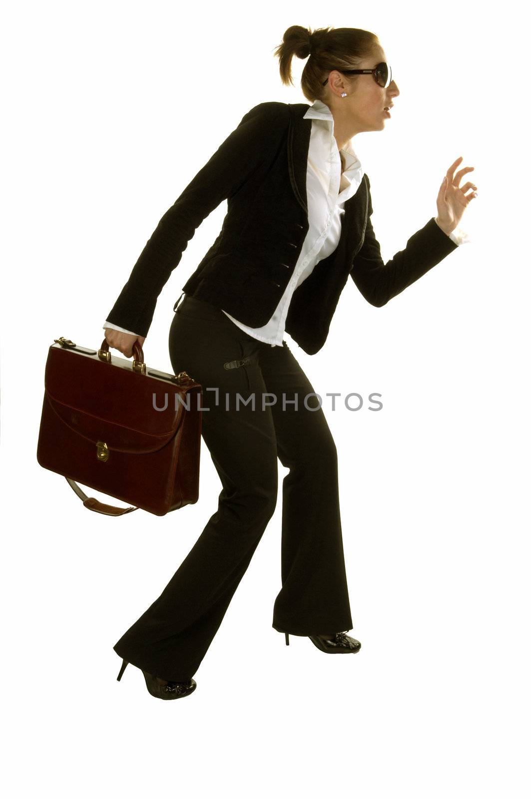 Thieft in businessman clothing with briefcase