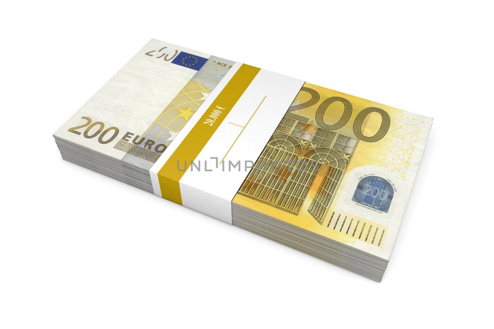 Packet of 200 Euro Notes with Bank Wrapper by PixBox