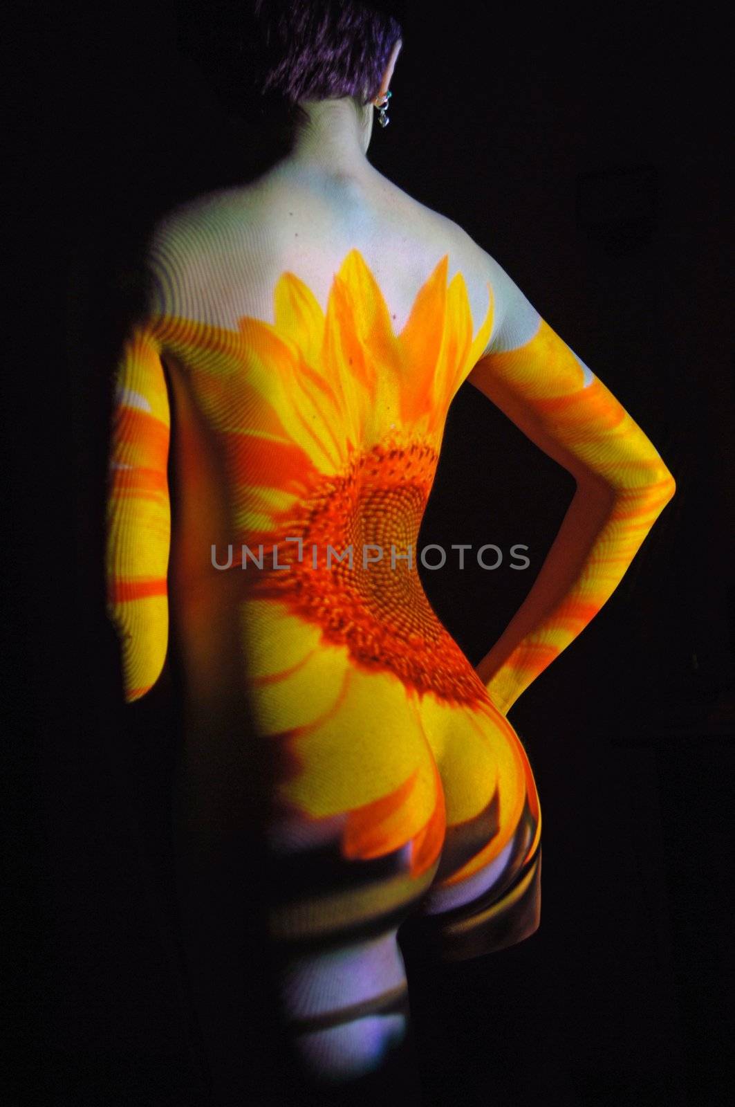 Projection of Leafs Texture on Woman Body